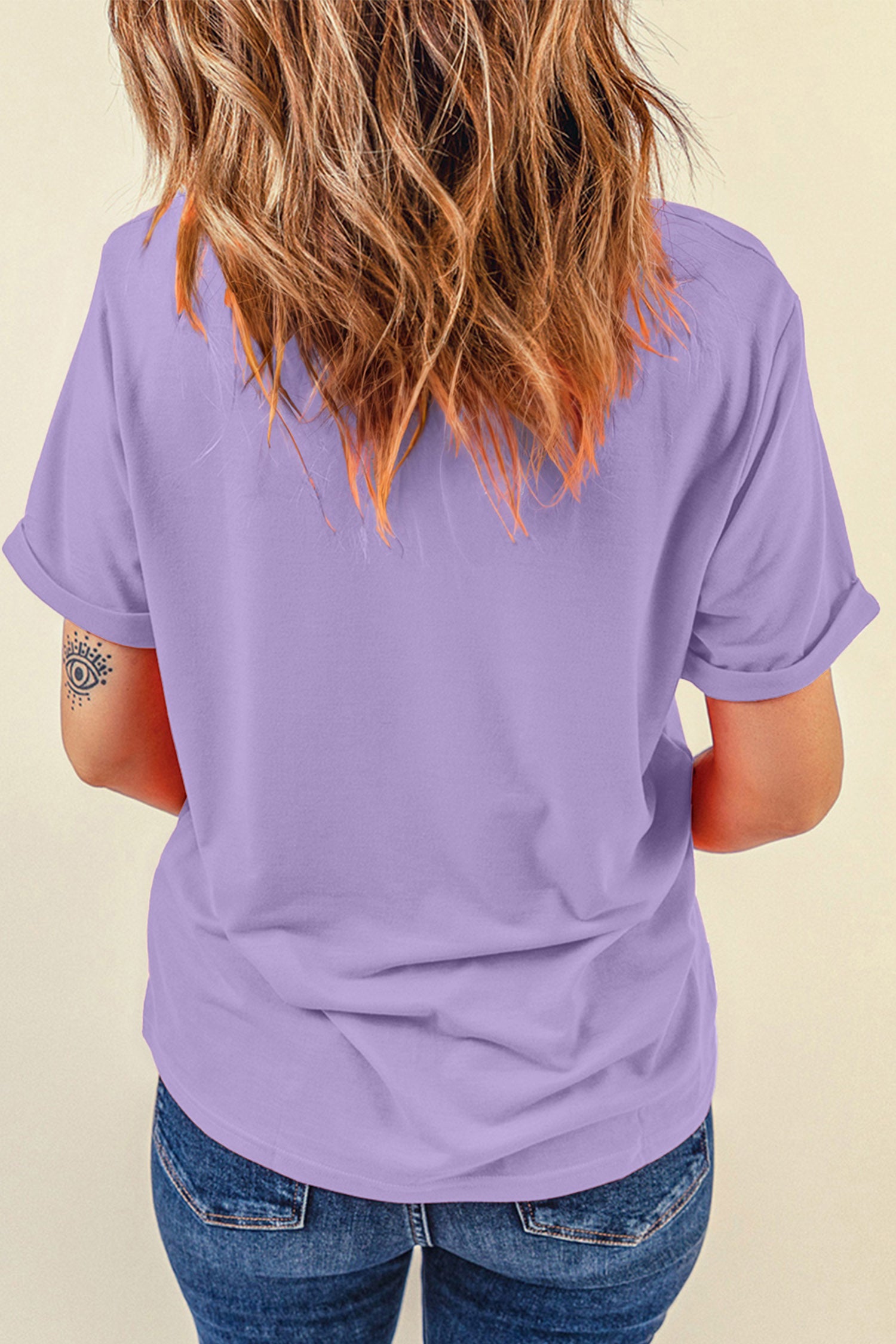 Wisteria Short Sleeve Round Neck Spooky Ghost Letter Print Casual T-Shirt