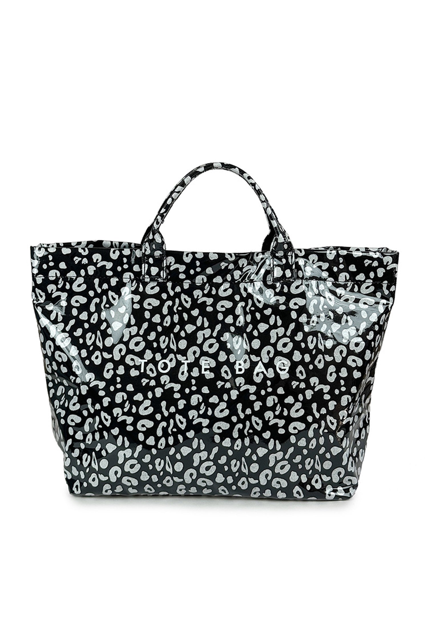 Color black Leopard PU Leather Water Proof Tote Bag