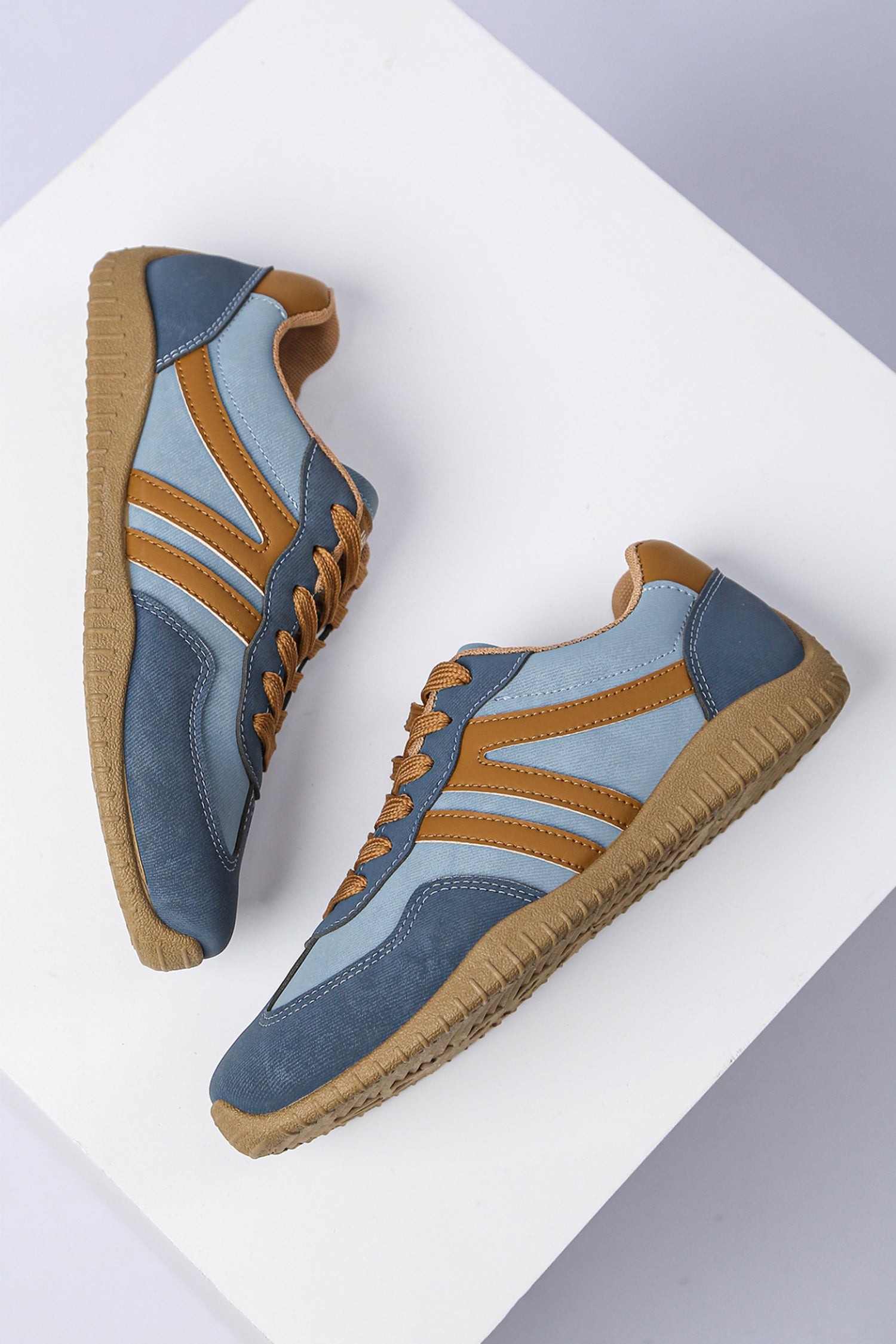 Ashleigh Blue Retro Vegan Leather Athletic Detail Lace Up Shoes