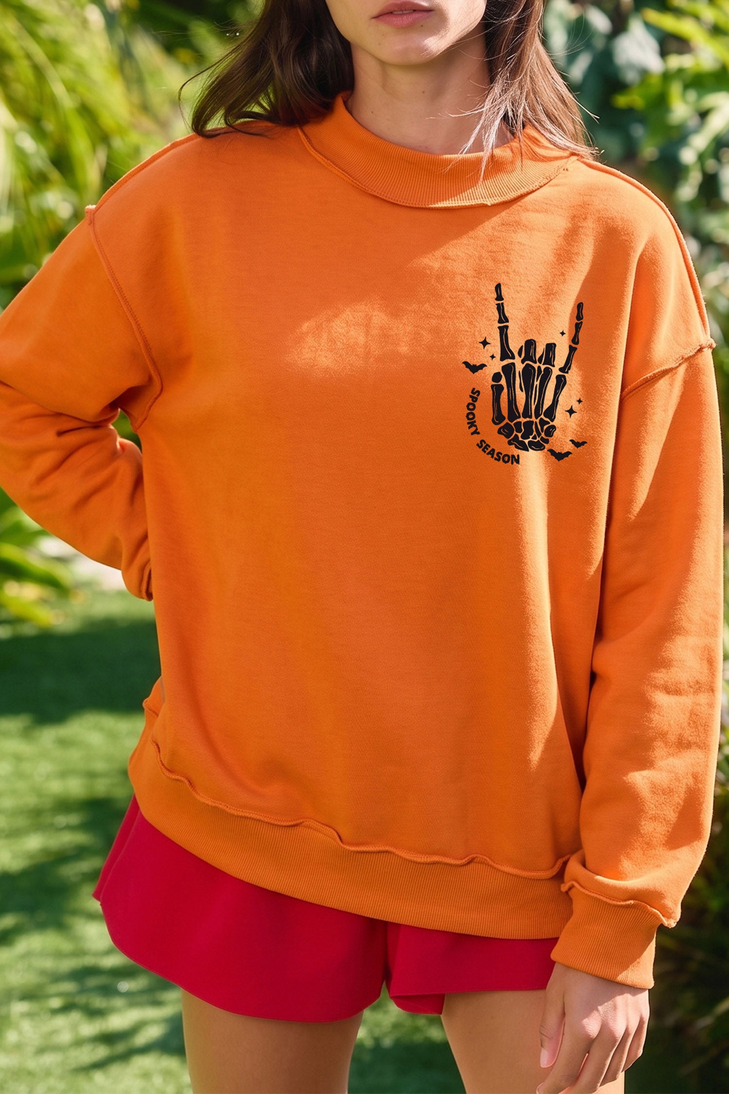 Carrot Spooky Season Mock Neck Halloween Sweatshirt