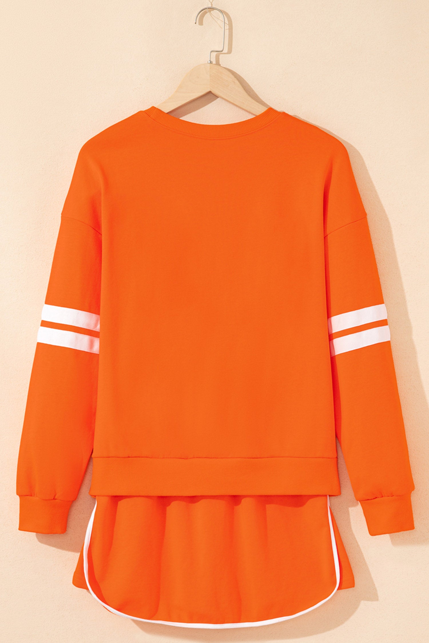 Orange Rhinestone Pumpkin Print Long Sleeve Shift Skirt Set