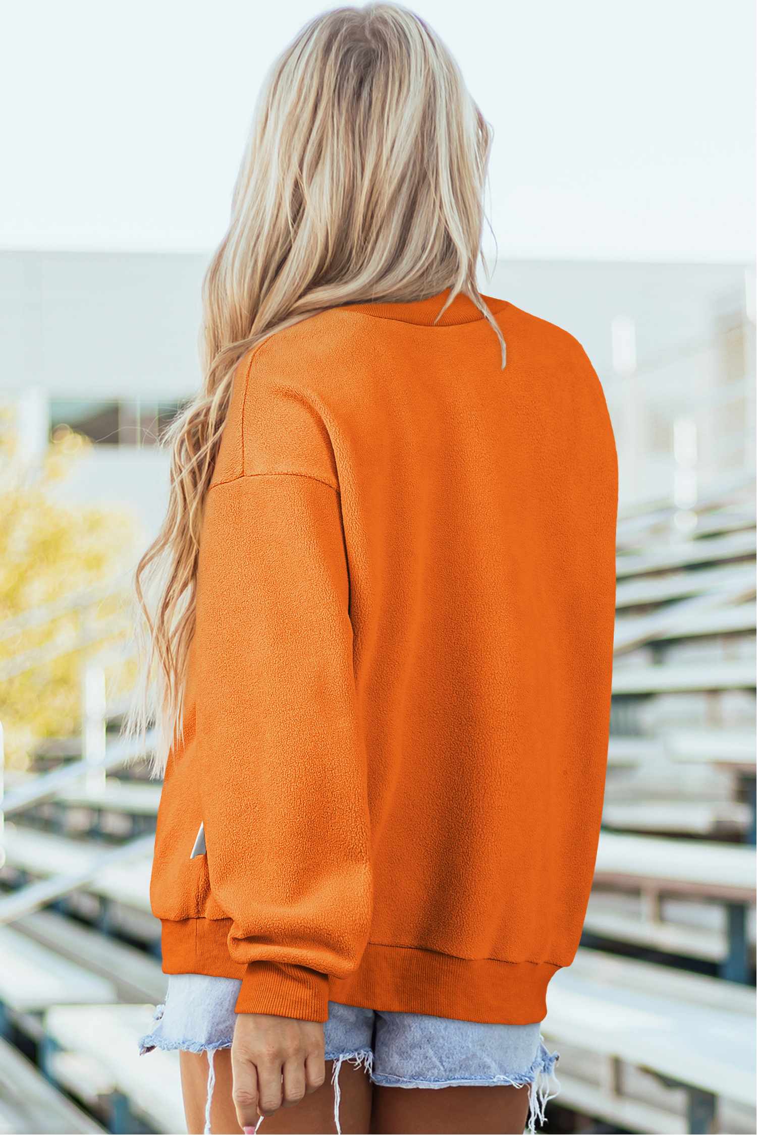 Carrot Floral Pumpkin Double Side Printed Mock Neck Reversible Sweatshirt