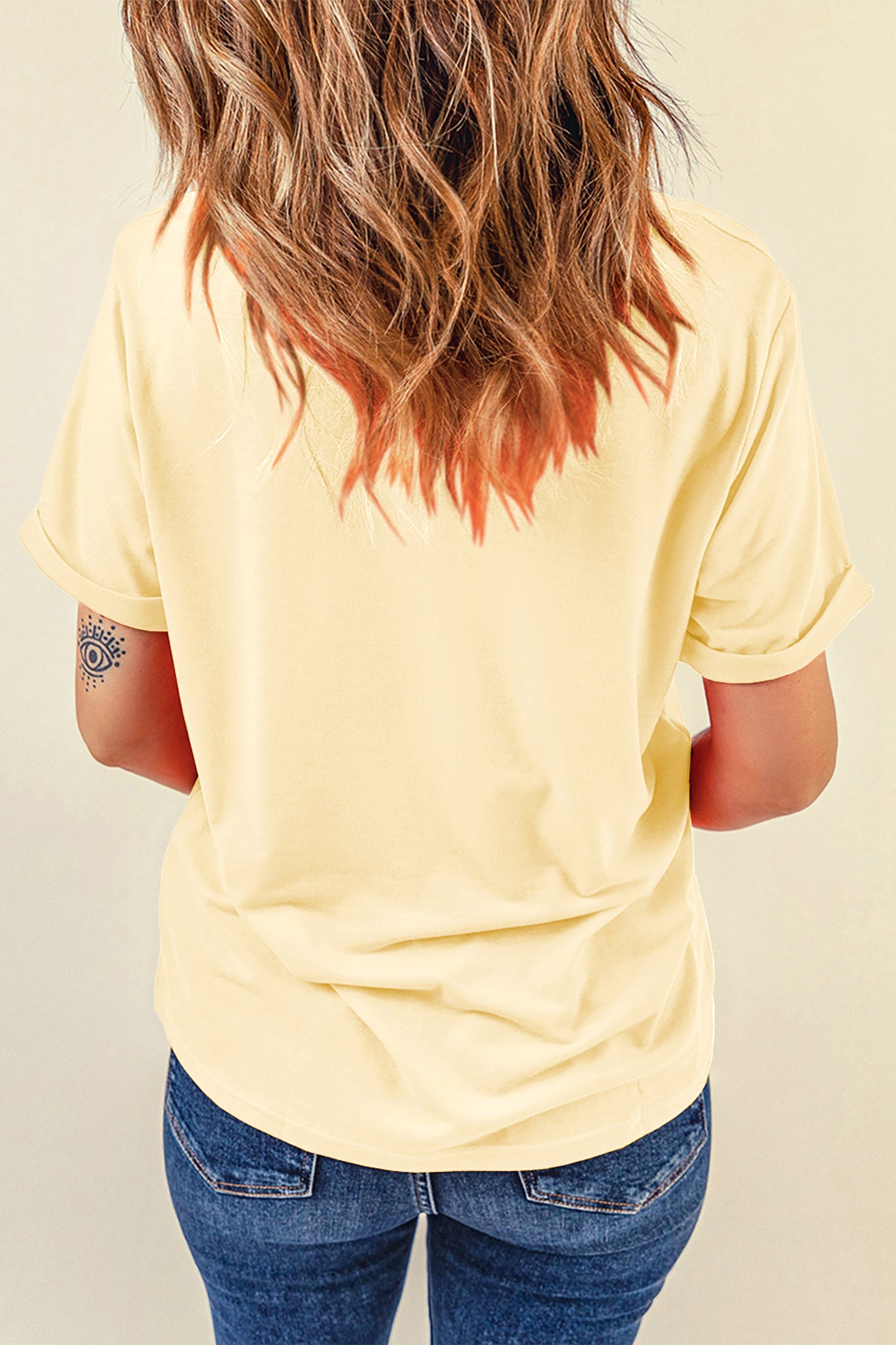 Yellow Cream Autumn Leaves Heat Transferring Print Thanksgiving T-Shirt