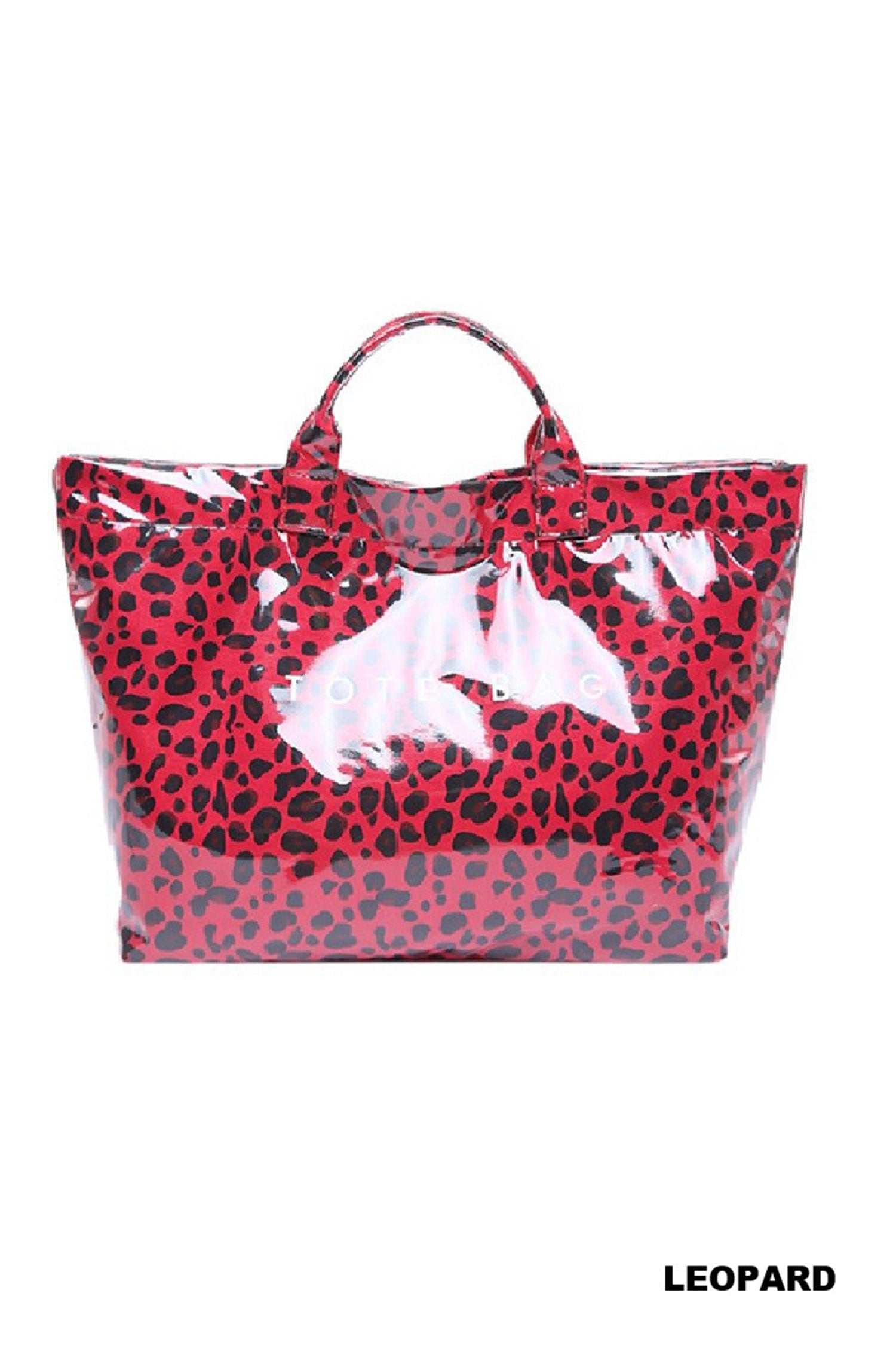 Fiery Red Leopard Print Travel Tote Bag