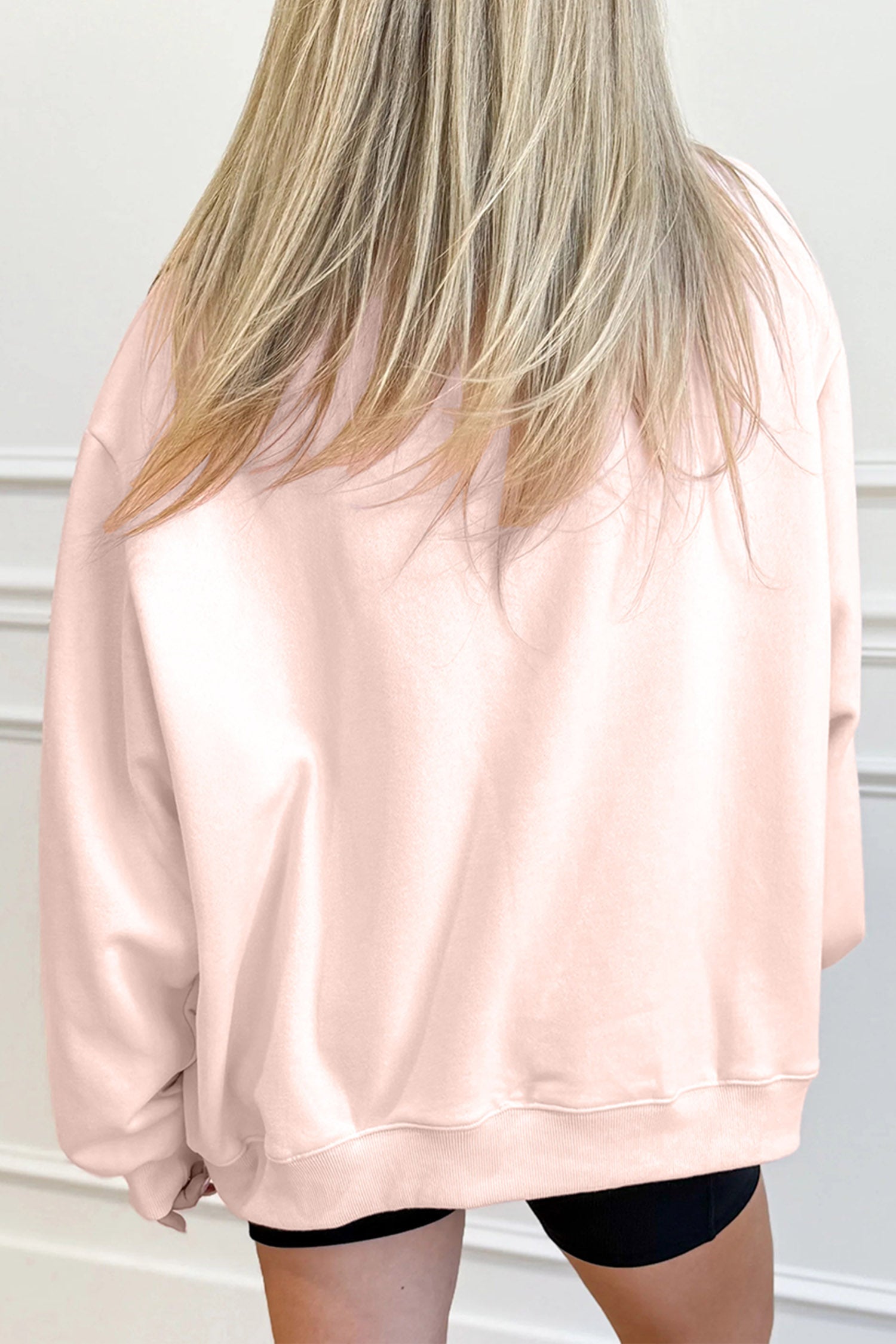 Light Pink Blessed Pumpkin Graphic Mock Neck Sweatshirt