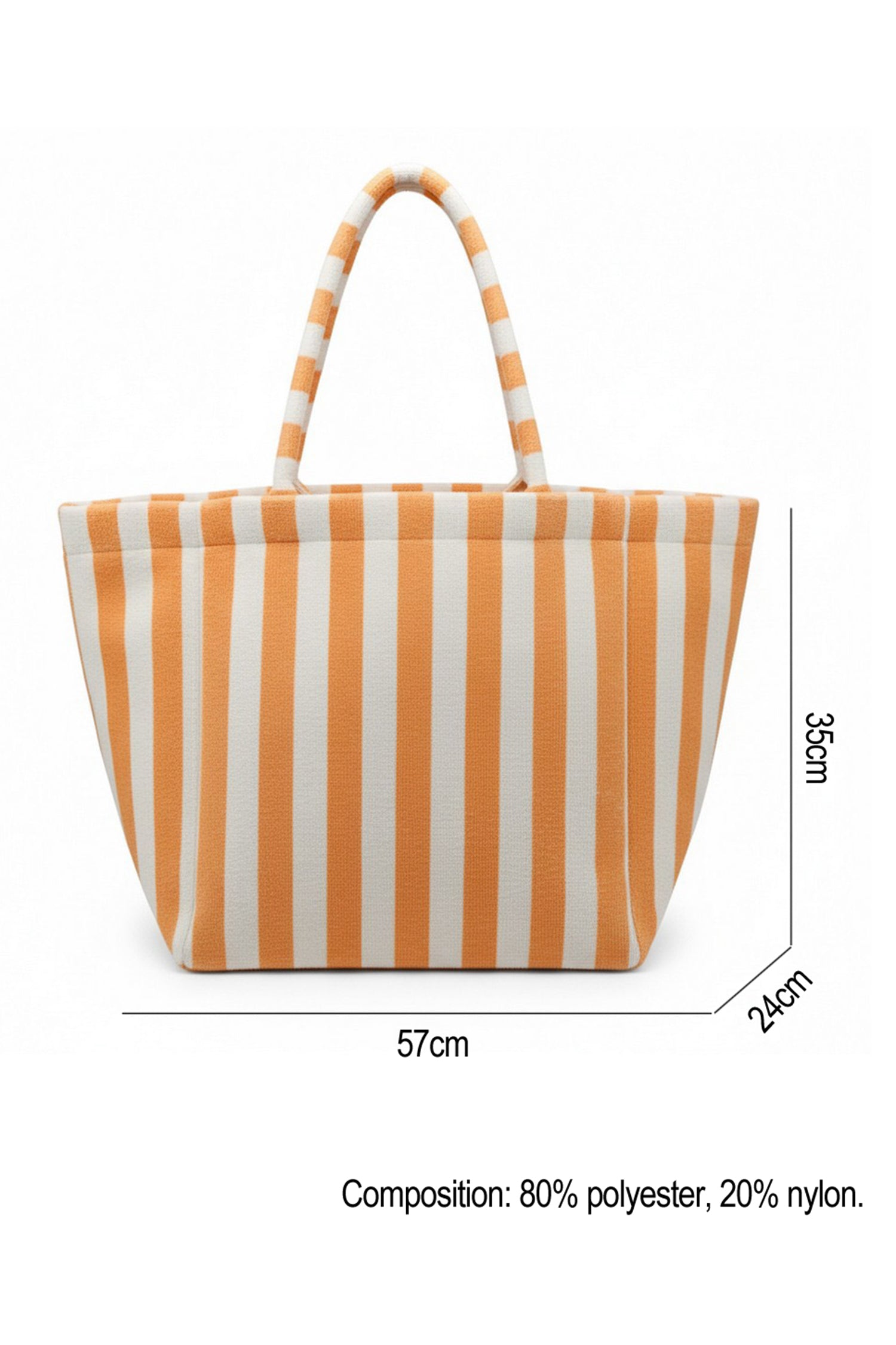 Grapefruit Orange Striped Terry Large Beach Tote Bag