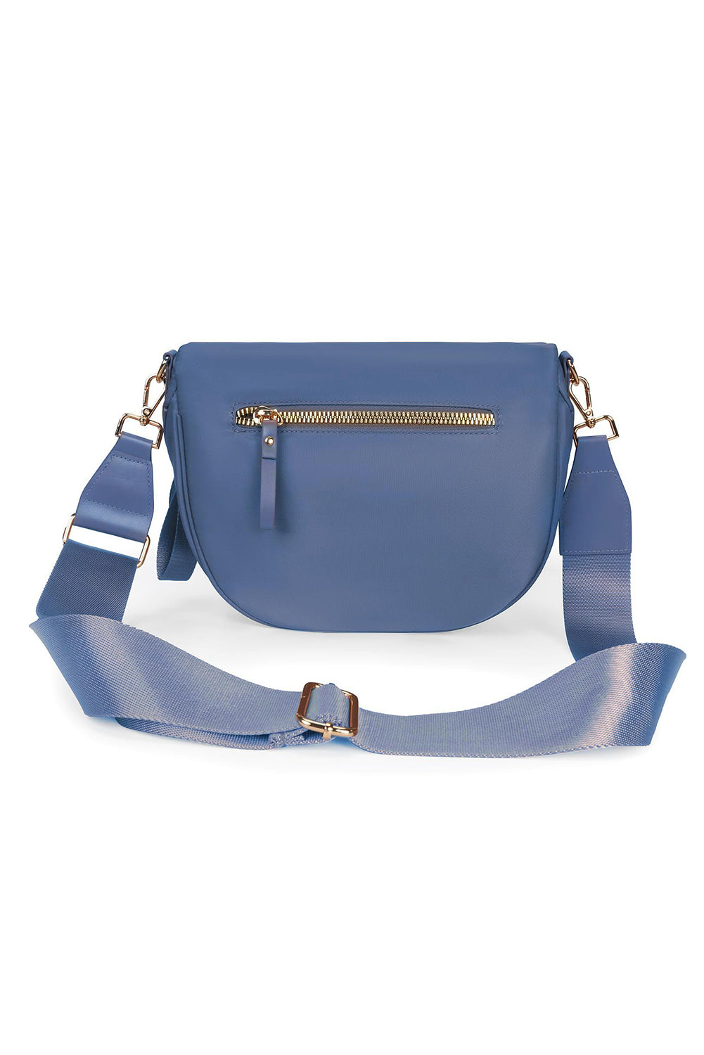 Sail Blue Double Zip Crescent Shape Adjustable Sling Bag