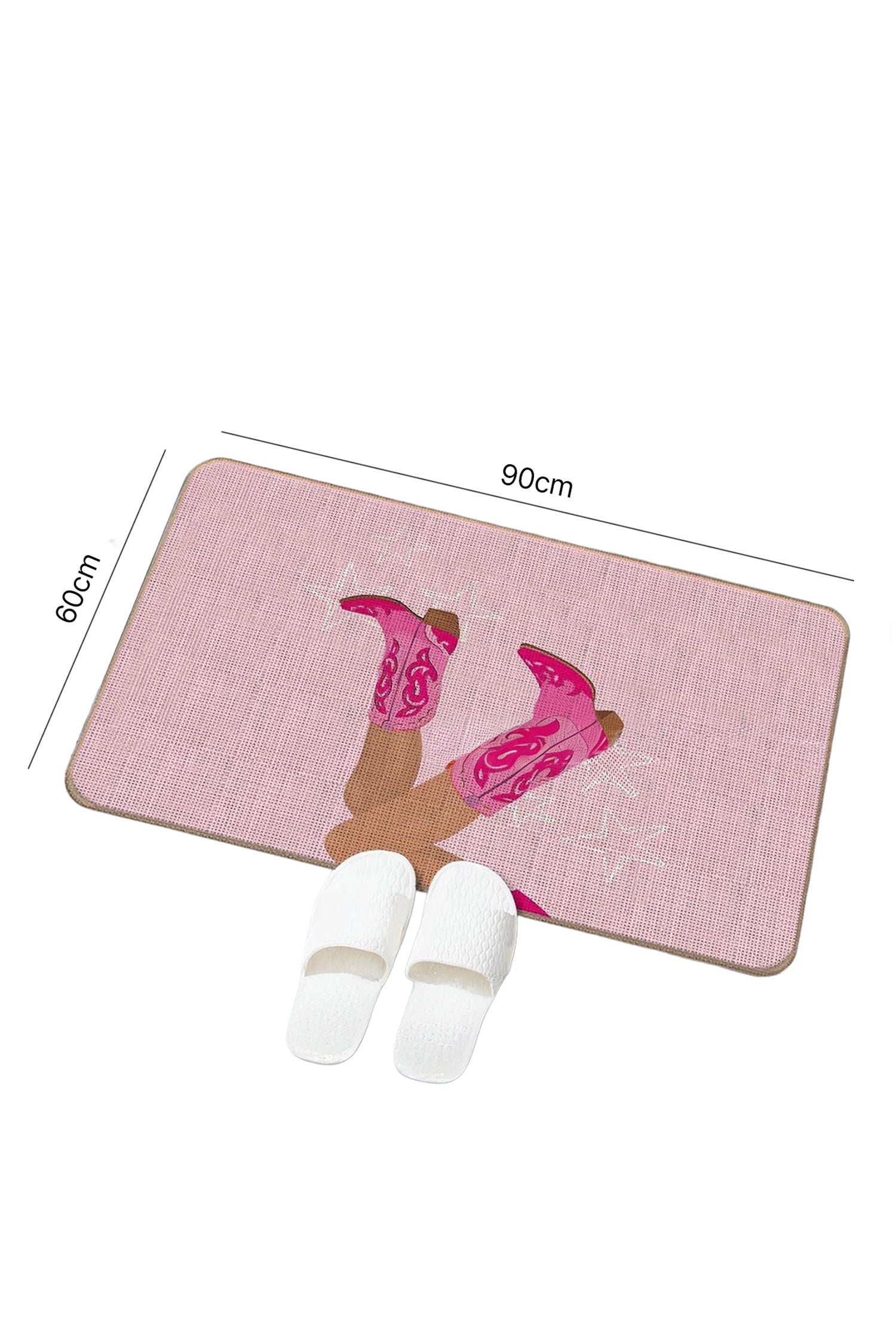 Bright Pink Cowgirl Boots Absorbent Bath Mat