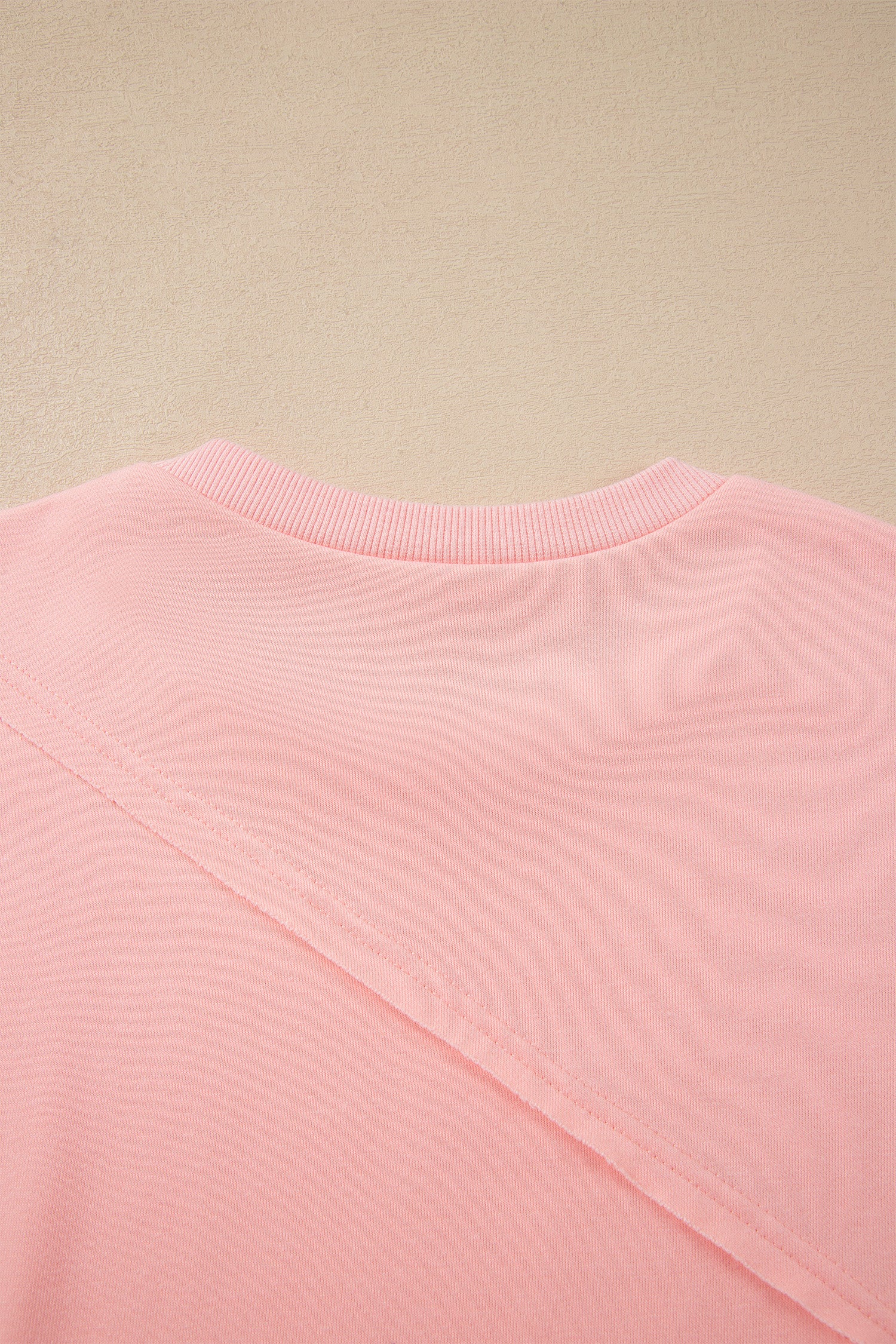 Pink Colorblock Striped Patchwork Raw Detail Long Sleeve Top