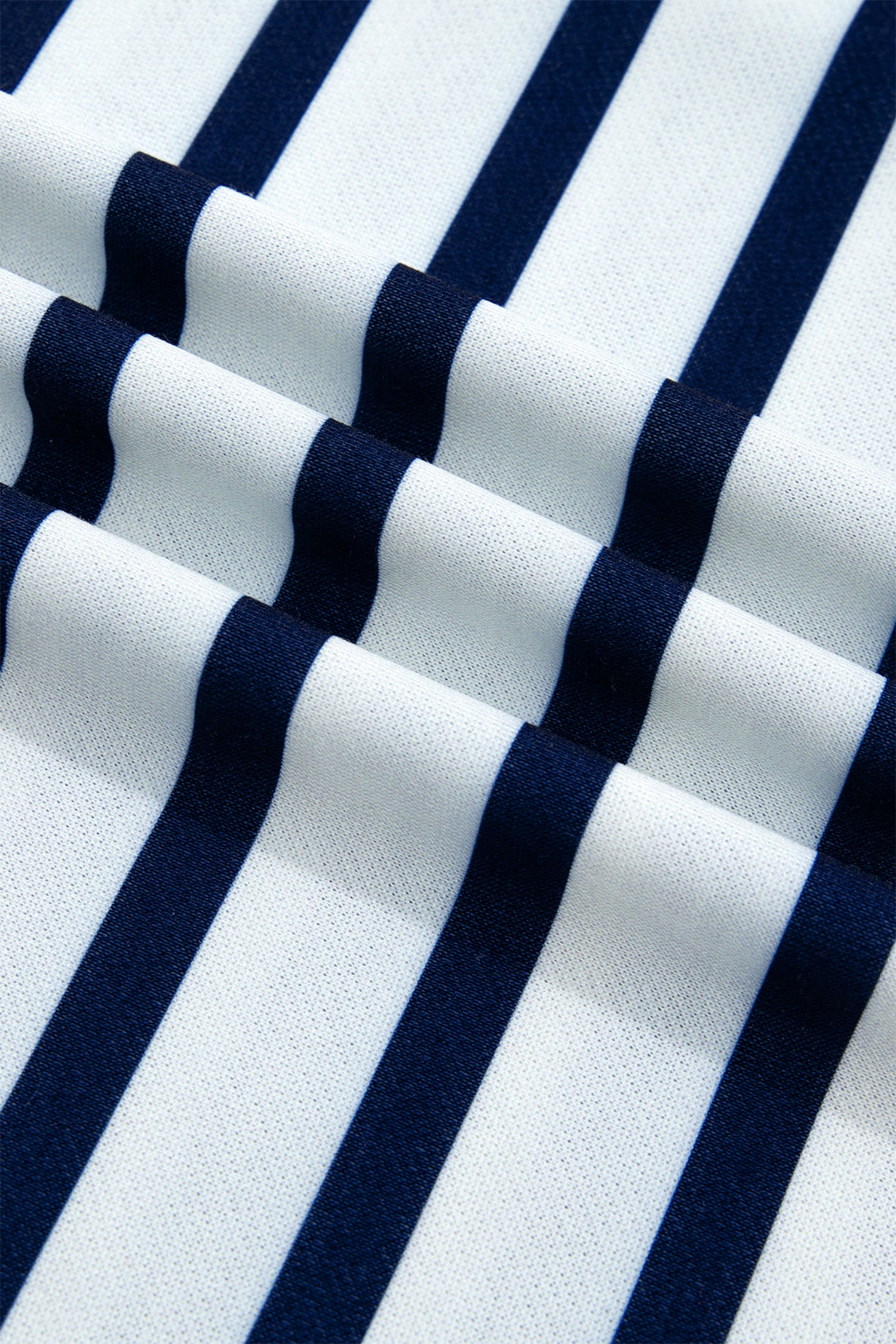Blue Stripe Striped Stand Neck Long Sleeve Ribbed Cuff Hem Sweatshirt