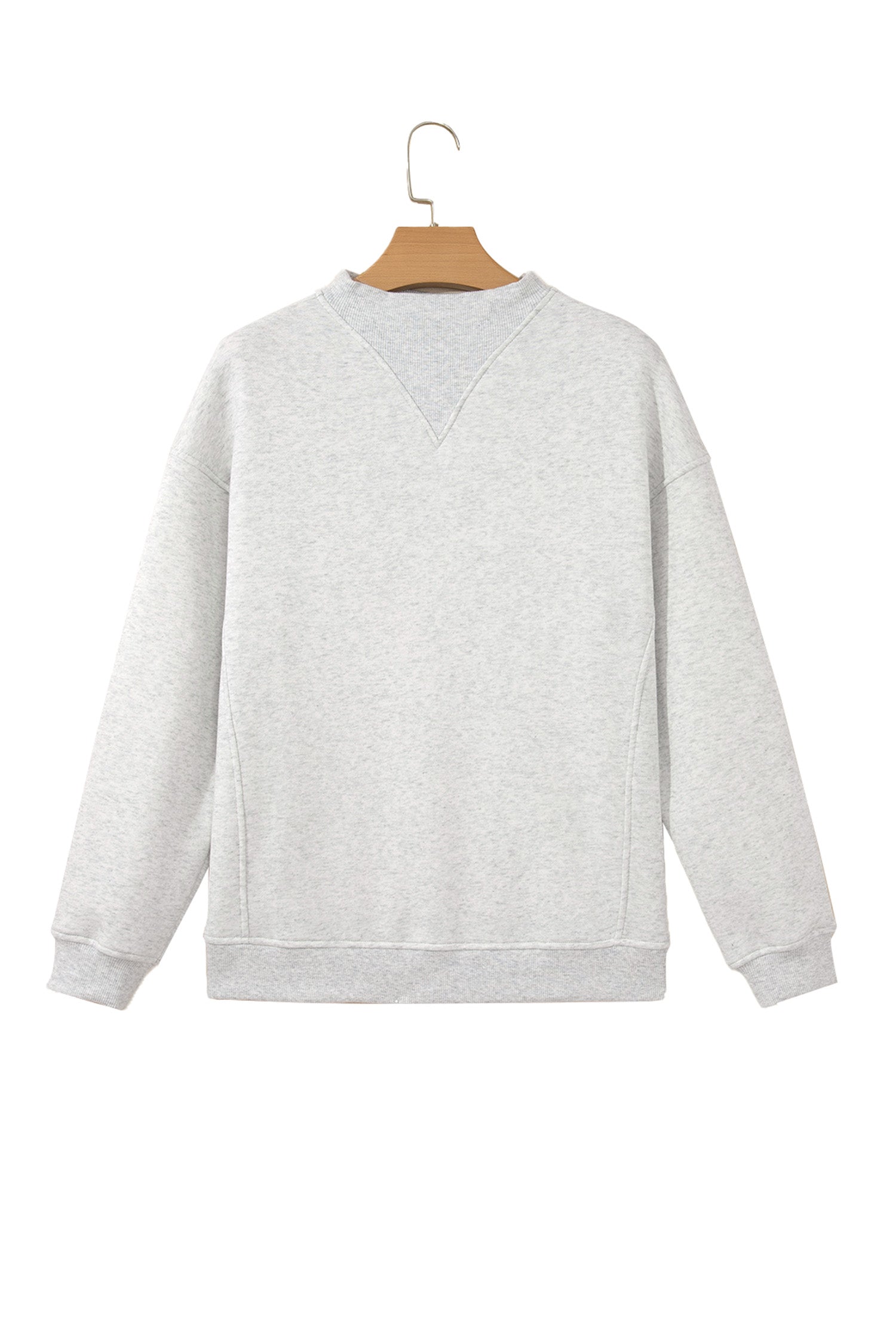 Light Grey High Neck Ribbed Cuff Hem Sweatshirt