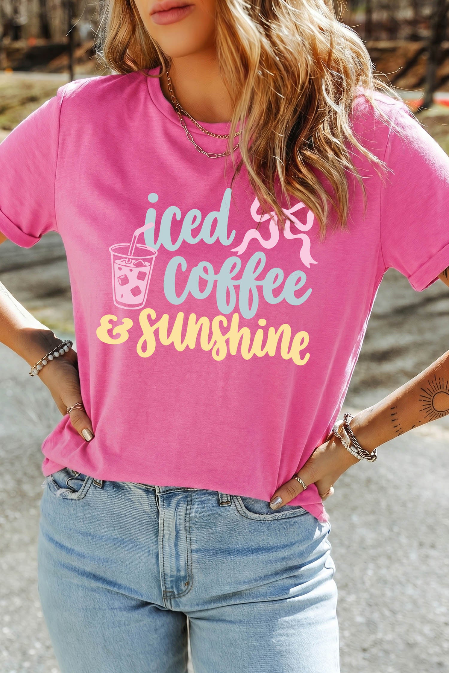 Sachet Pink Iced Coffee & Sunshine Summer Vacation Graphic Tee