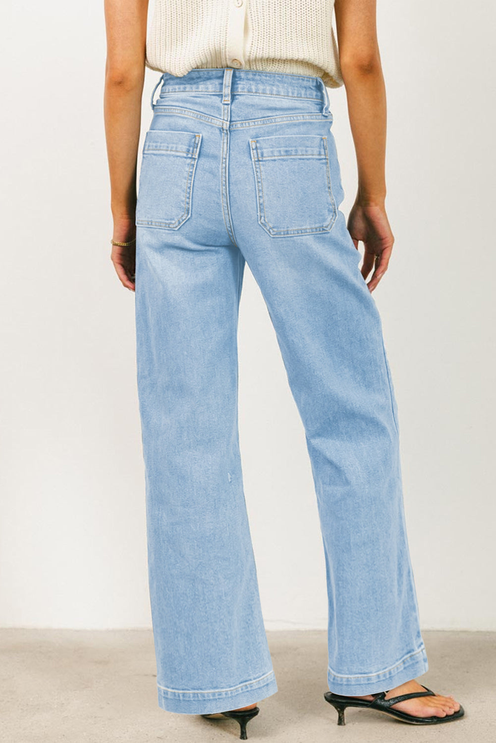 Iceland Blue Square Patch Pocket High Rise Shift Jeans