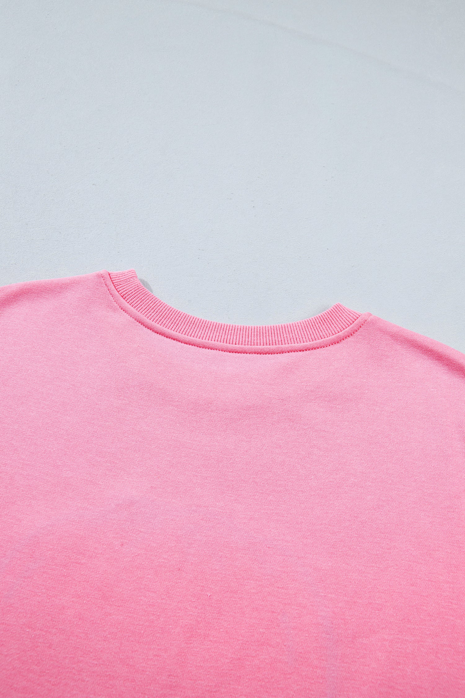Pink Embroidered Pumpkin Face Long Sleeve Round Neck Sweatshirt