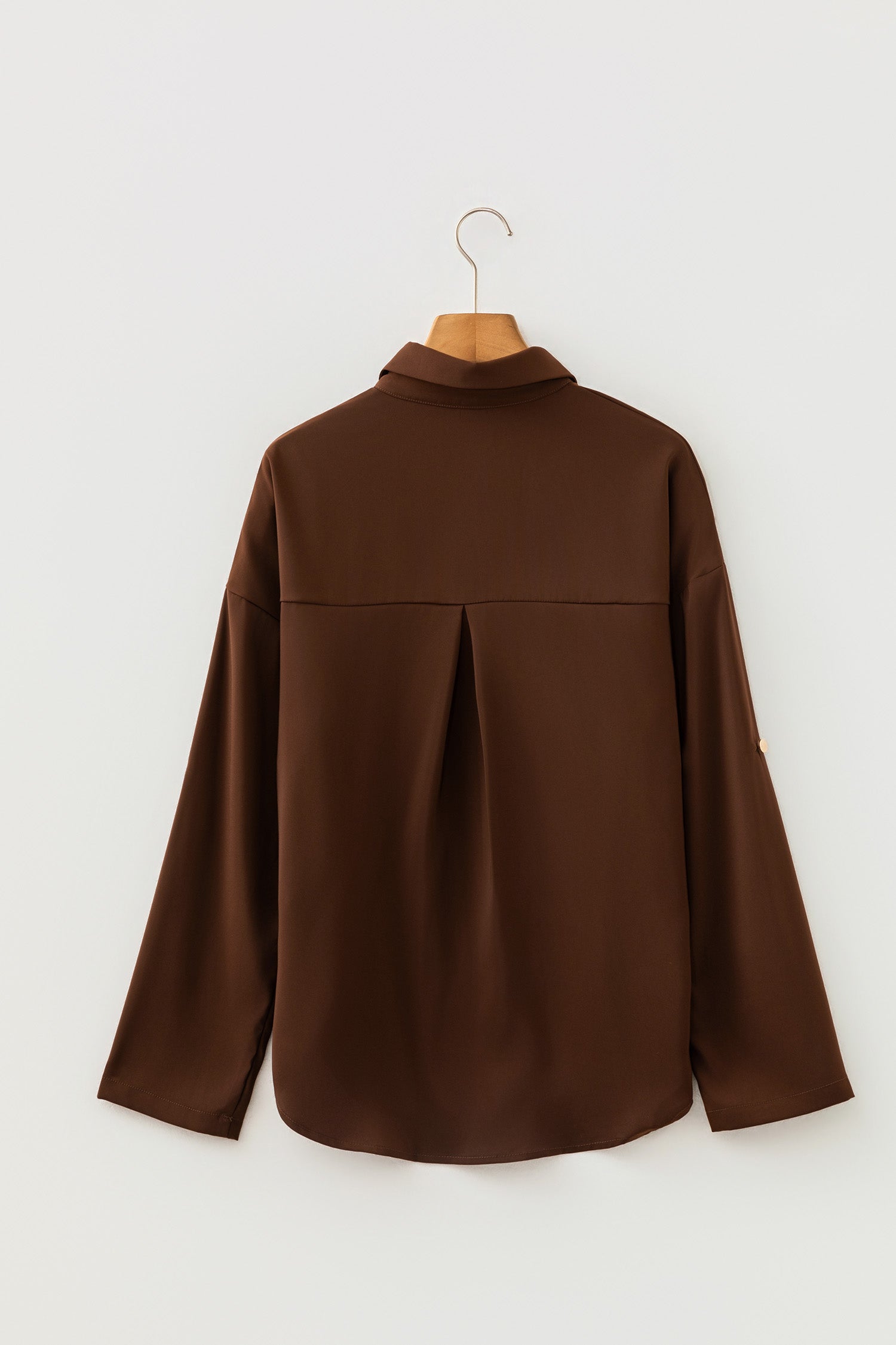 Coffee Multi Button Decoration Tab Long Sleeve Casual Shirt