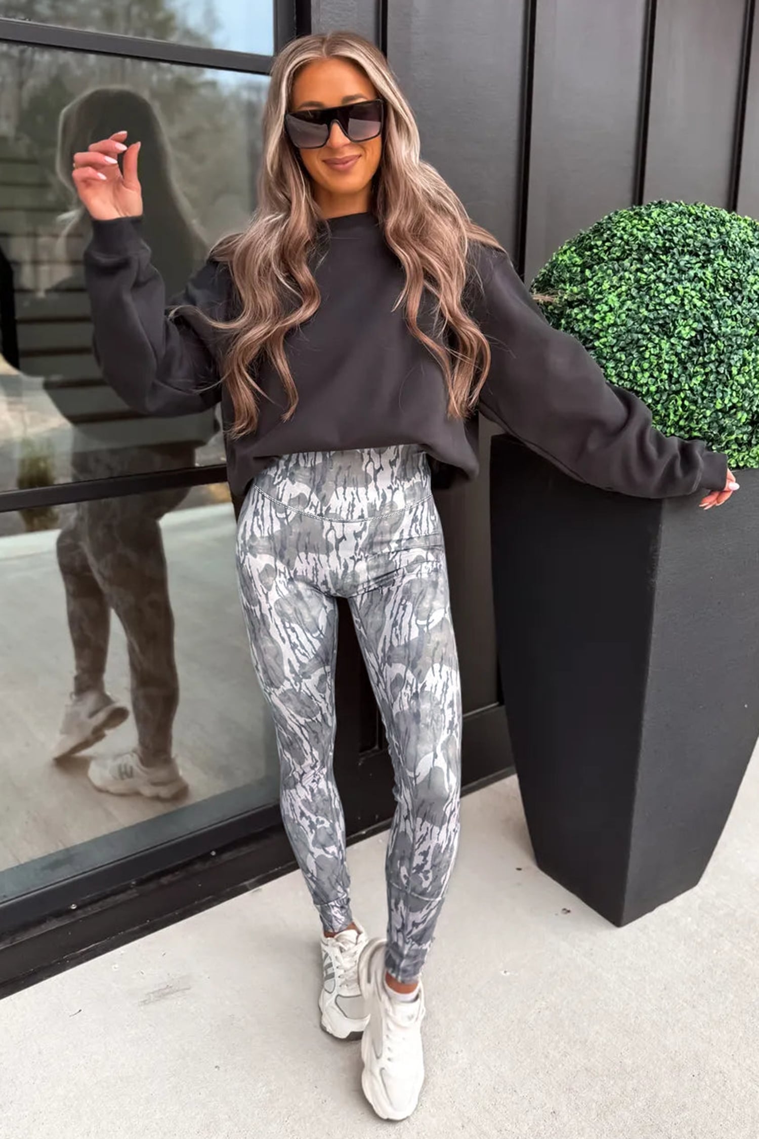 Multicolour Camouflage Pattern High Waist Leggings