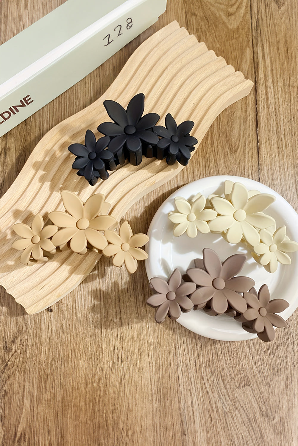 Black Flower Shape Frosted Large Hair Claw Clip