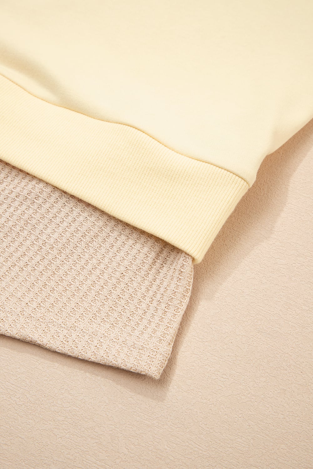 Apricot 2 in 1 Faux Two Piece Patchwork Round Neck Sweatshirt