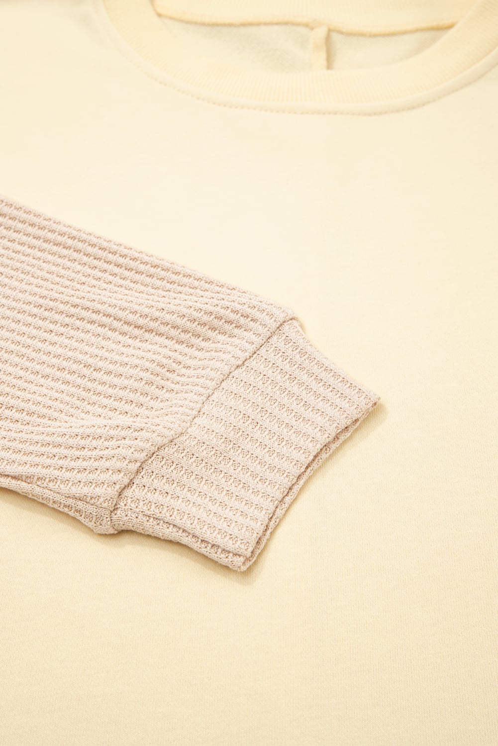Apricot 2 in 1 Faux Two Piece Patchwork Round Neck Sweatshirt