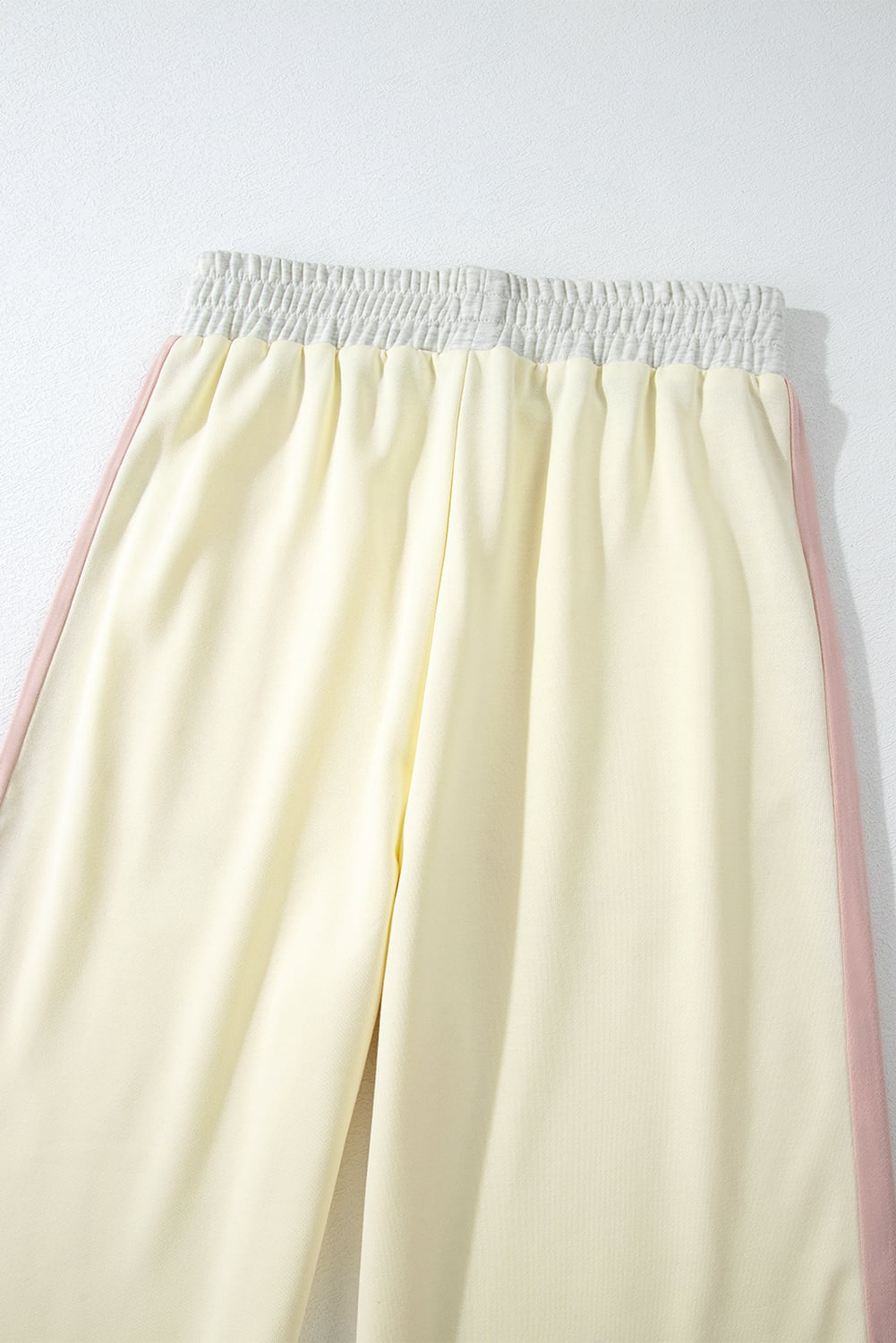 Apricot 2pcs Color Block Pullover Loose Pant Set