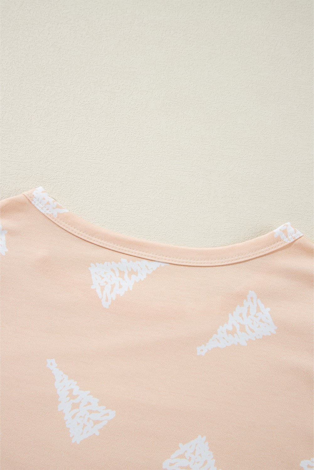 Apricot Christmas Tree Print Loose Fit Two Piece Pajama Set