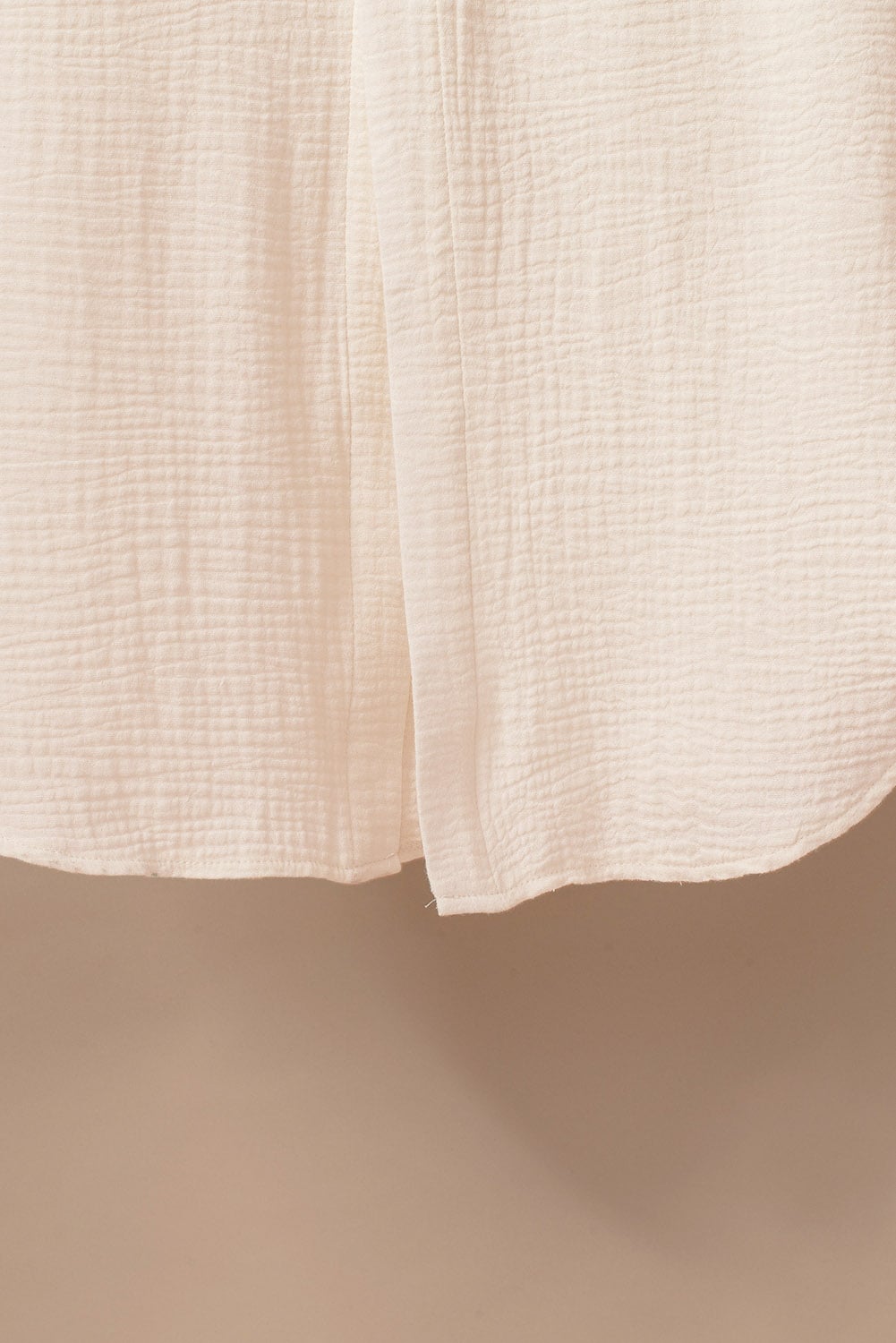 Apricot Crinkled Buttons Maxi Beach Dress with Slits