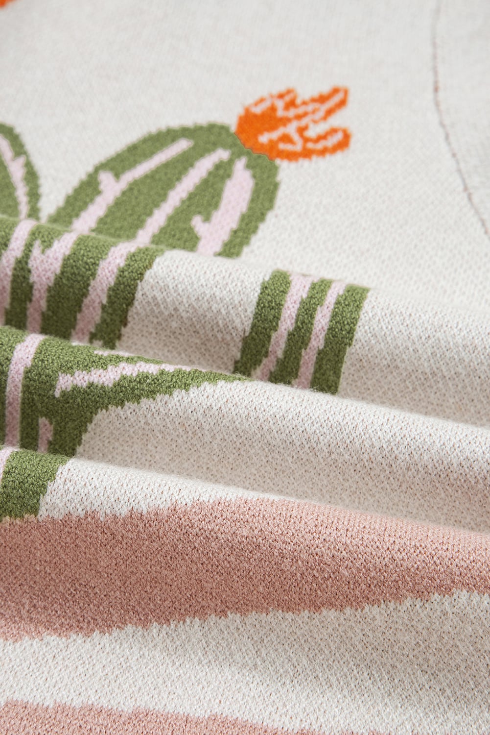 Apricot Desert Cactus Buttoned Front Sweater Cardigan