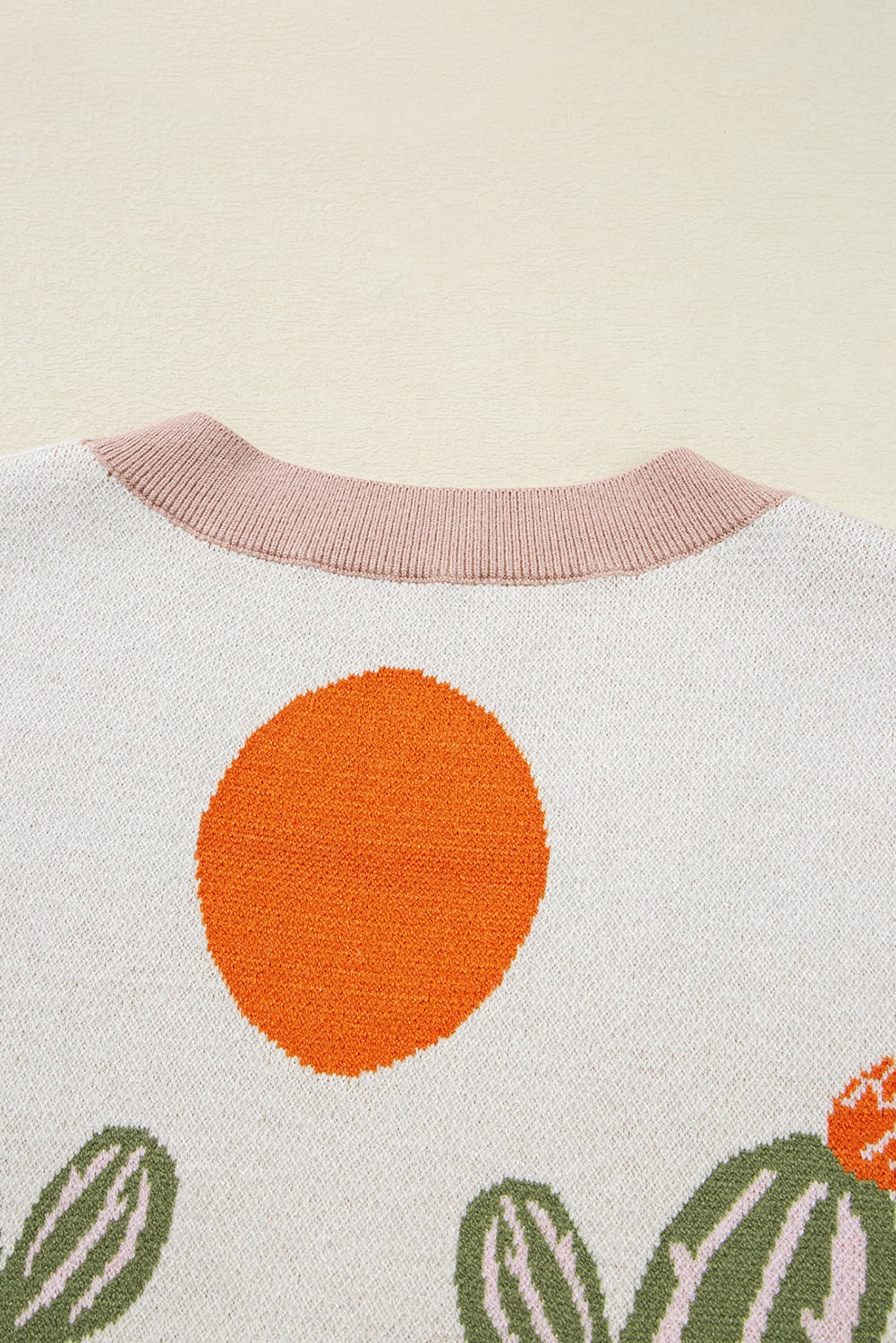Apricot Desert Cactus Buttoned Front Sweater Cardigan