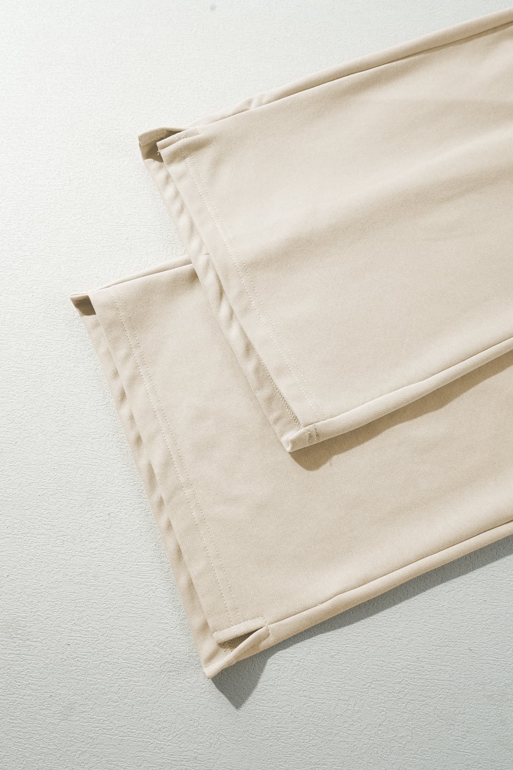 Apricot Loop Drawstring Elastic Waistband Casual Wide Leg Pants