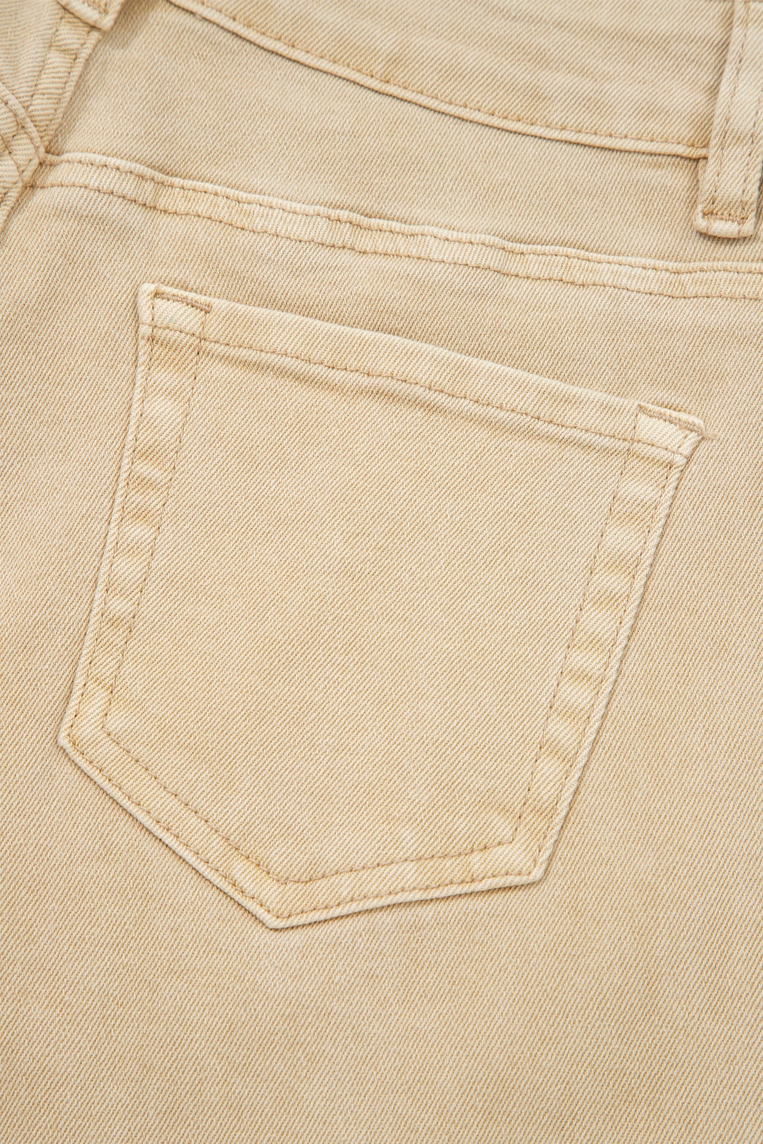 Apricot Solid Color Seamed Center Wide Leg Cropped Jeans