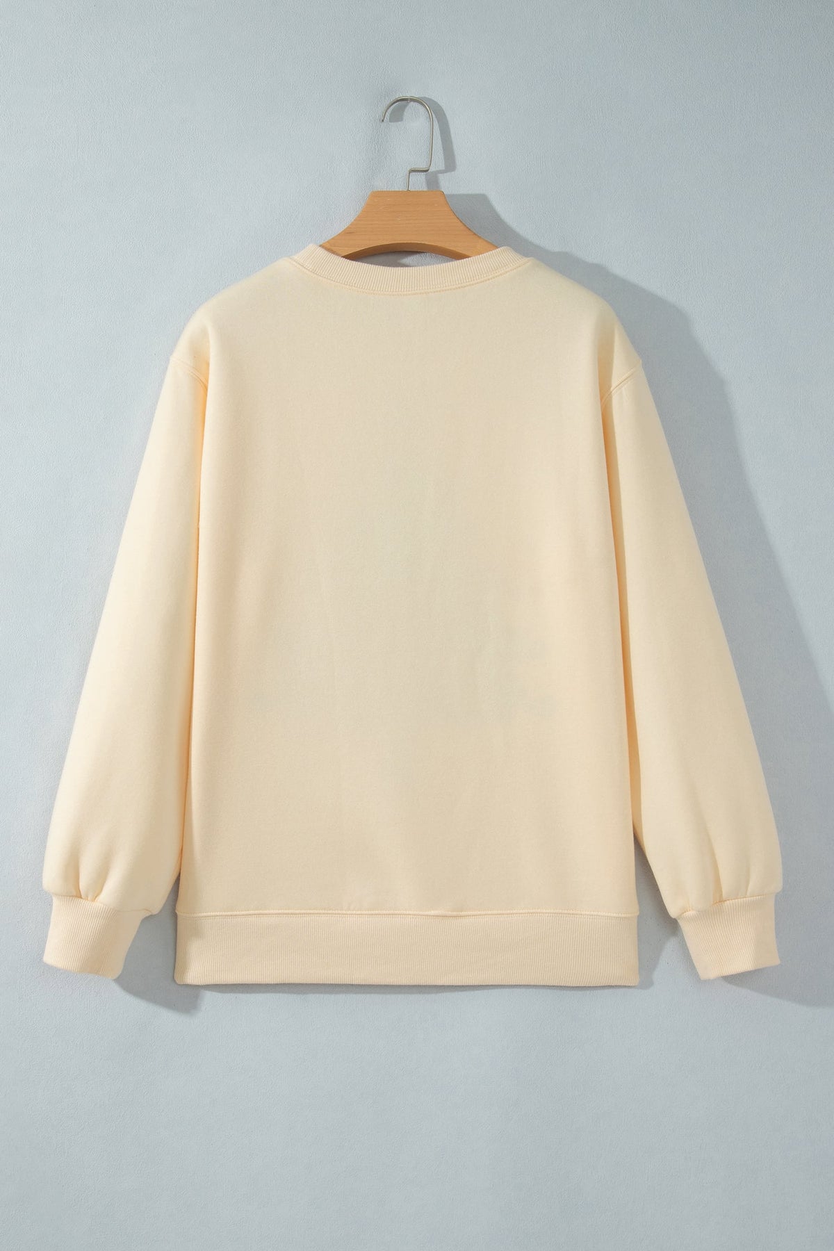 Apricot Merry Christmas and Happy New Year Embroidered Holiday Slogan Sweatshirt