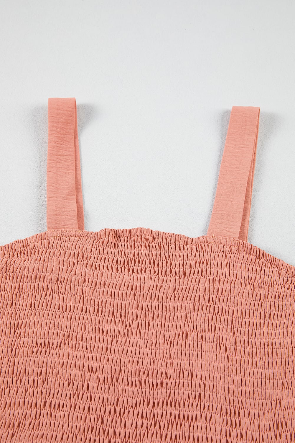Apricot Pink Casual Pocketed Smocked Sleeveless Romper
