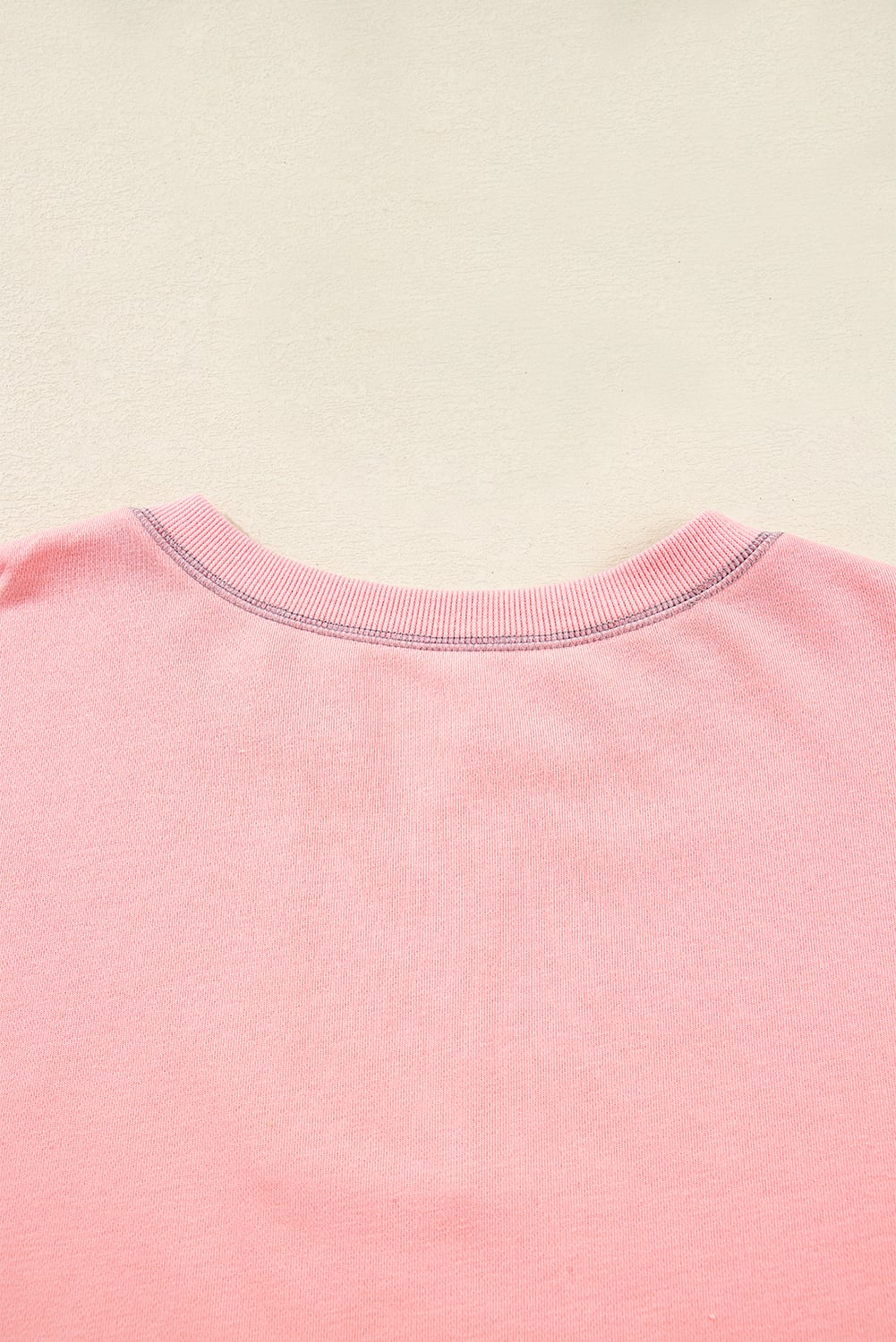 Apricot Pink Exposed Seam Color Block Patchwork Slit Cuffs Oversize Sweatshirt