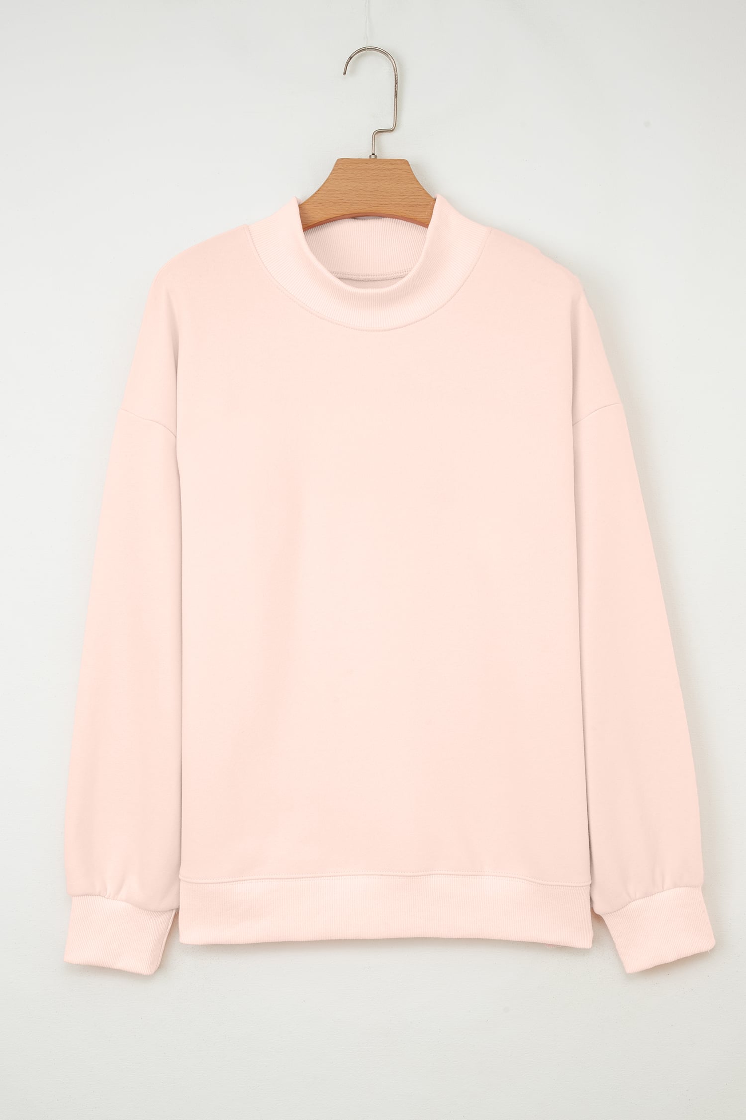 Apricot Pink Oversize Mock Neck Sweatshirt