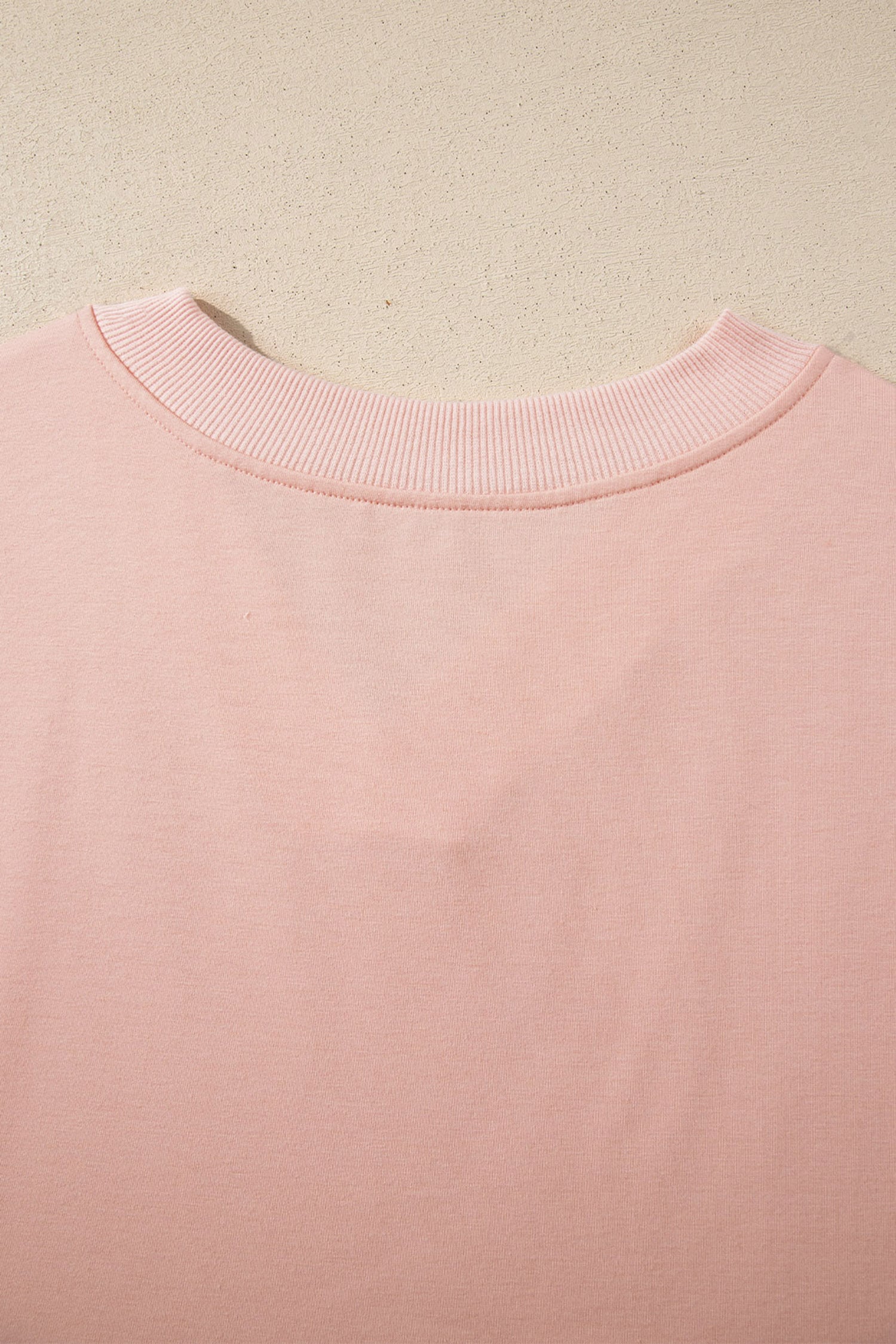 Apricot Pink Solid Color V Neck Tee Drawstring Pant Set