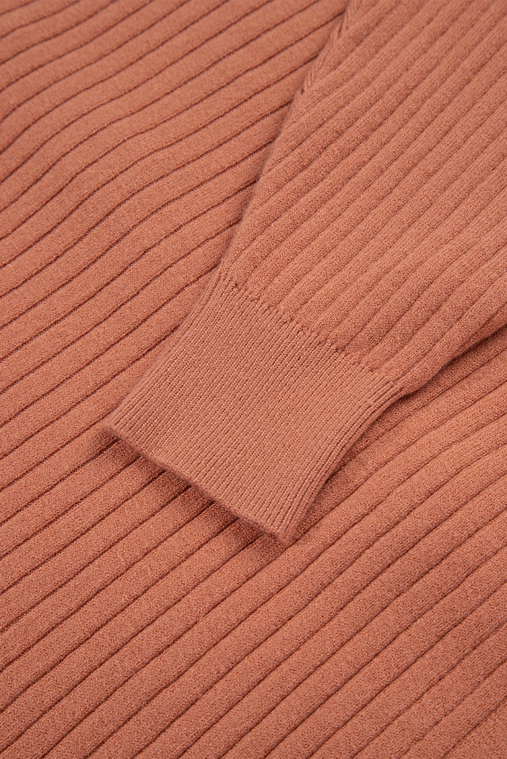 Apricot Pink Wide Rib Knit Button Front Dolman Sleeve Sweater Cardigan