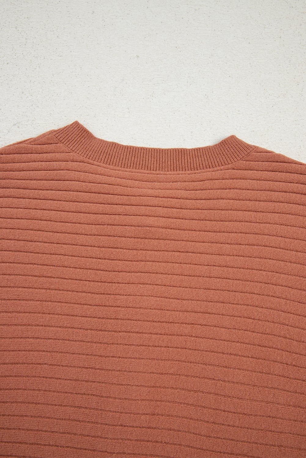 Apricot Pink Wide Rib Knit Button Front Dolman Sleeve Sweater Cardigan
