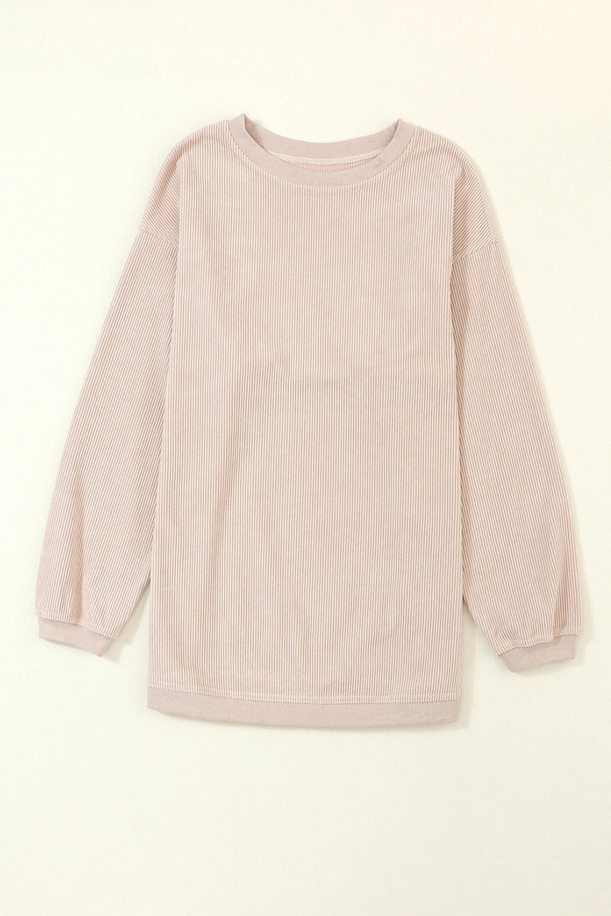 Apricot Sequin Gobble Letter Textured Pullover Sweatshirt