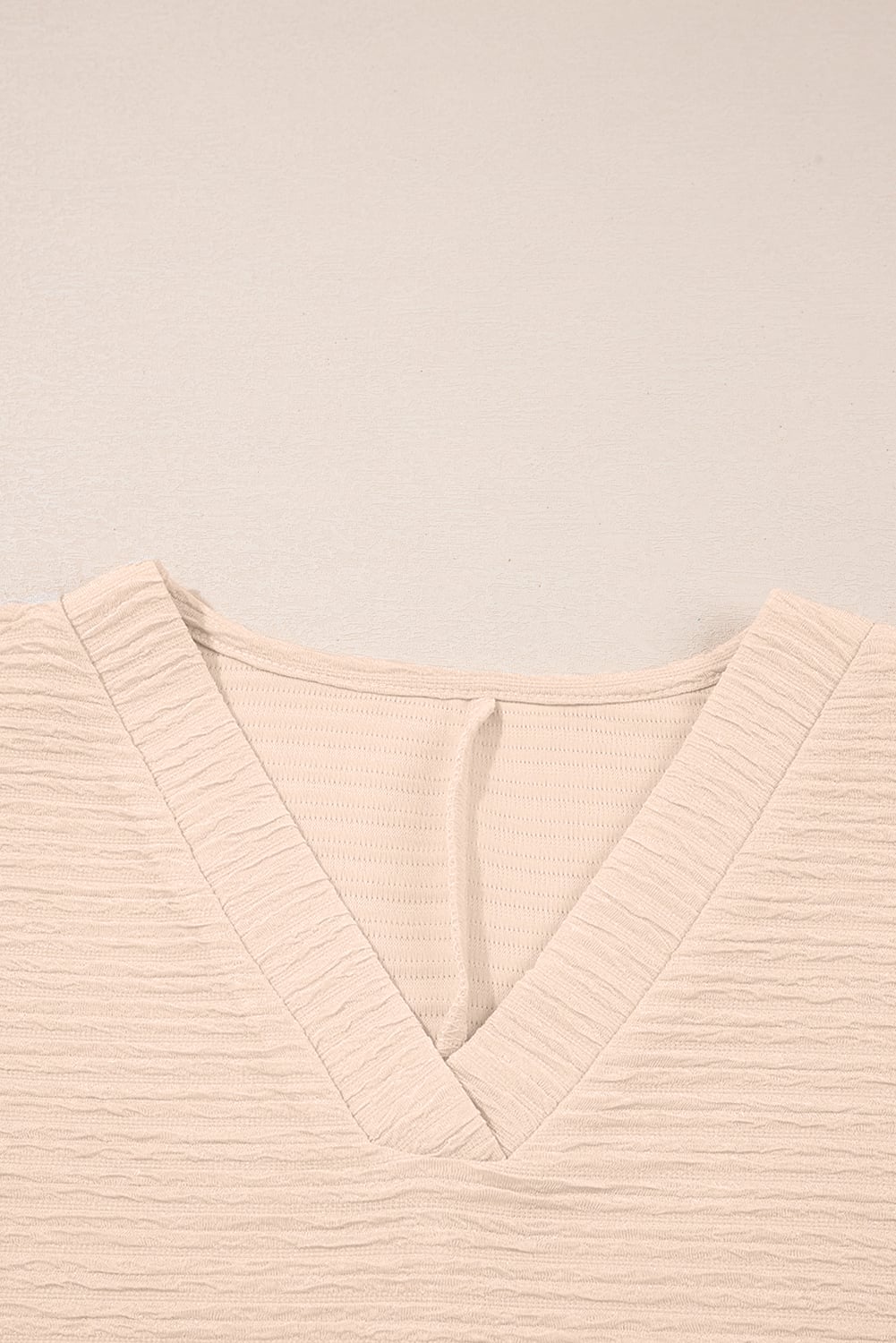 Apricot Textured V Neck T Shirt and Shorts Set