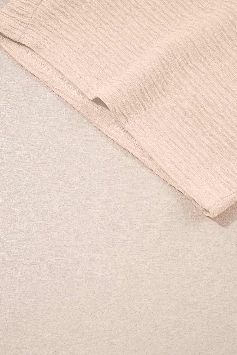 Apricot Textured V Neck T Shirt and Shorts Set