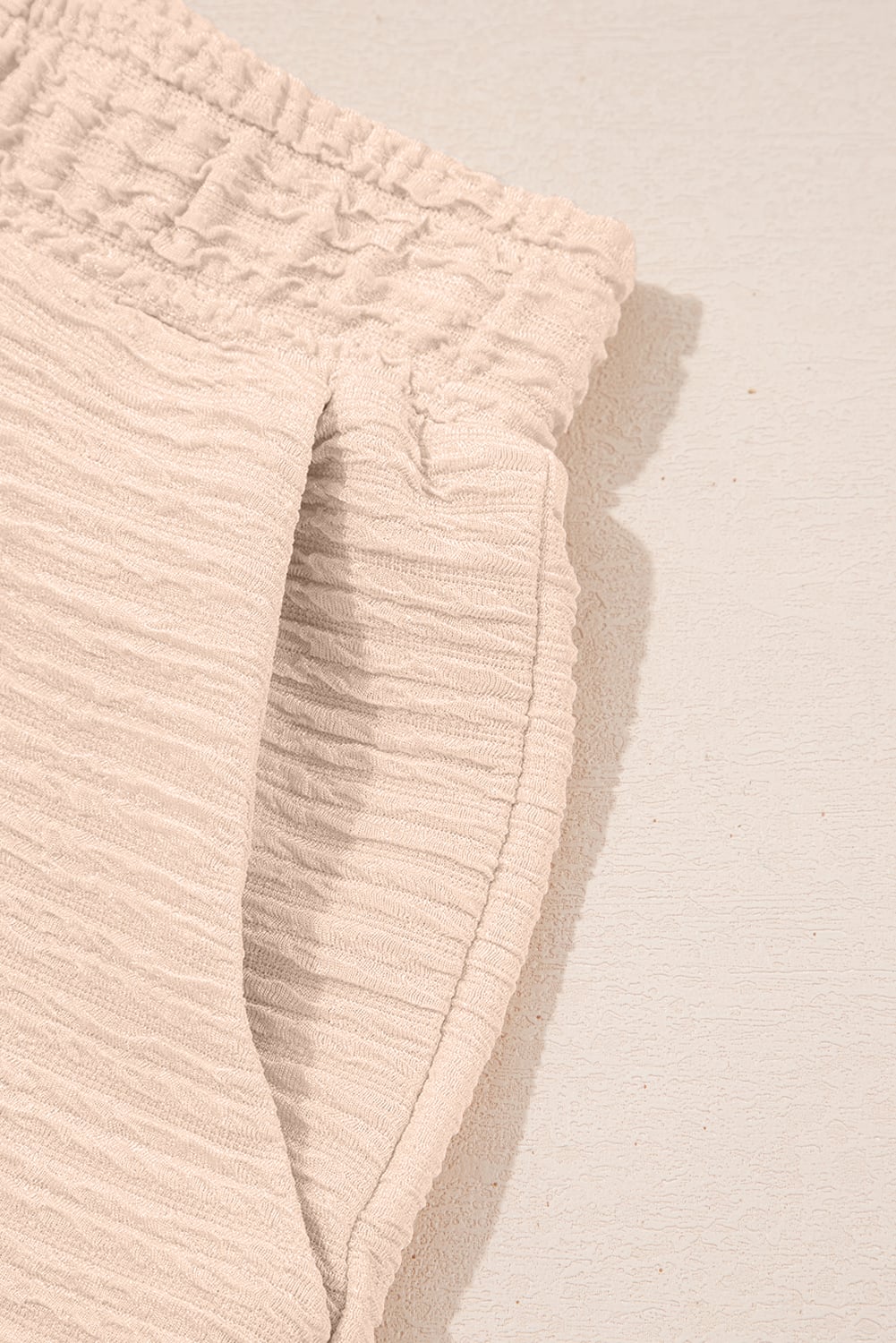 Apricot Textured V Neck T Shirt and Shorts Set