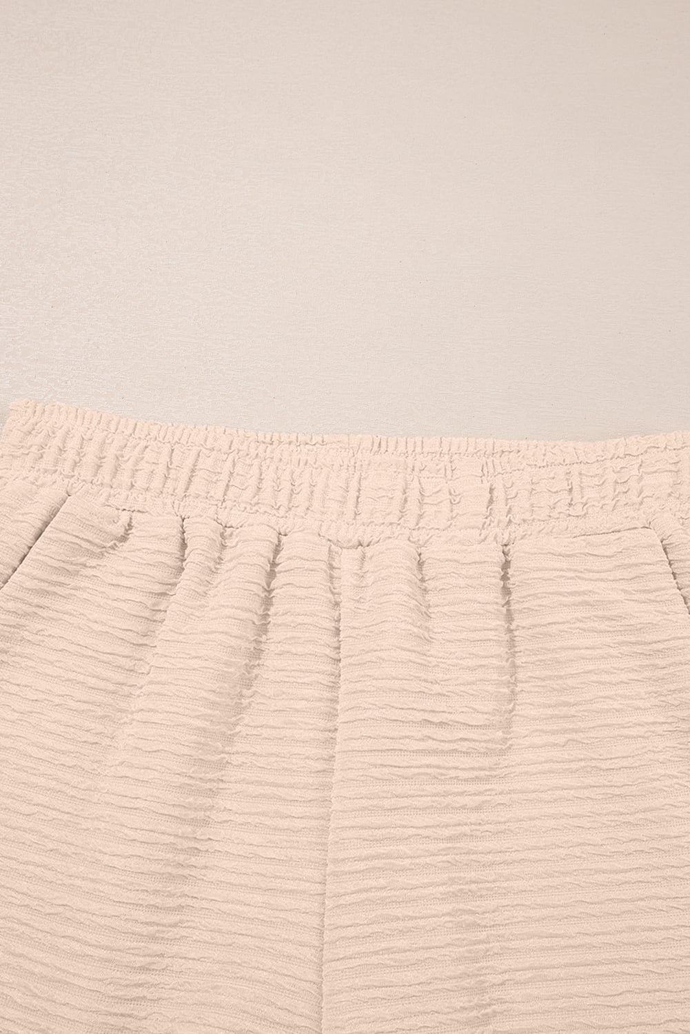 Apricot Textured V Neck T Shirt and Shorts Set