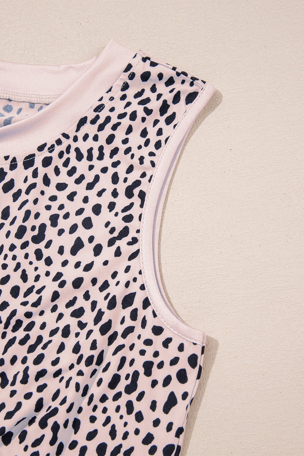 Apricot Leopard Round Neck Tank Top