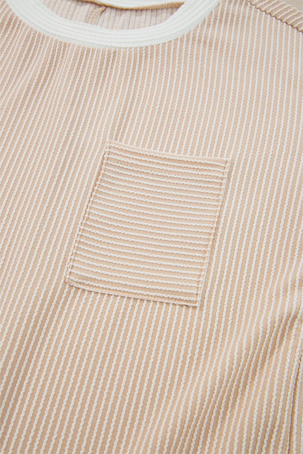 Apricot Twisted Ribbed Color Block Trim T Shirt Shift Dress