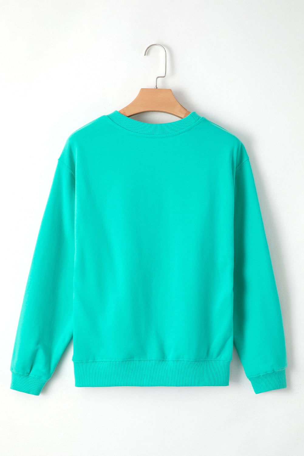 Aruba Blue Solid Fleece Lined Drop Shoulder Terry Sweatshirt