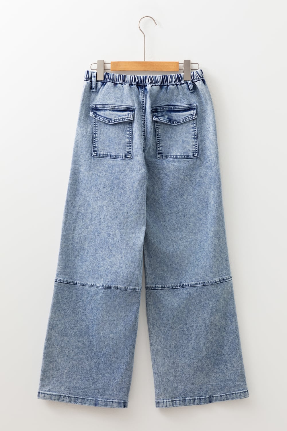 Ashleigh Blue Acid Wash Exposed Seam Drawstring Elastic Waist Barrel Jeans