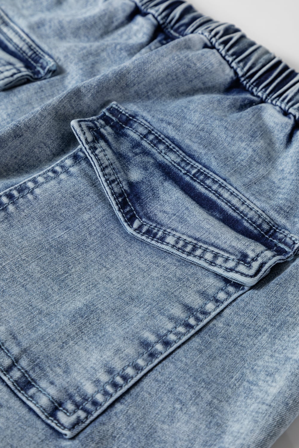 Ashleigh Blue Acid Wash Exposed Seam Drawstring Elastic Waist Barrel Jeans