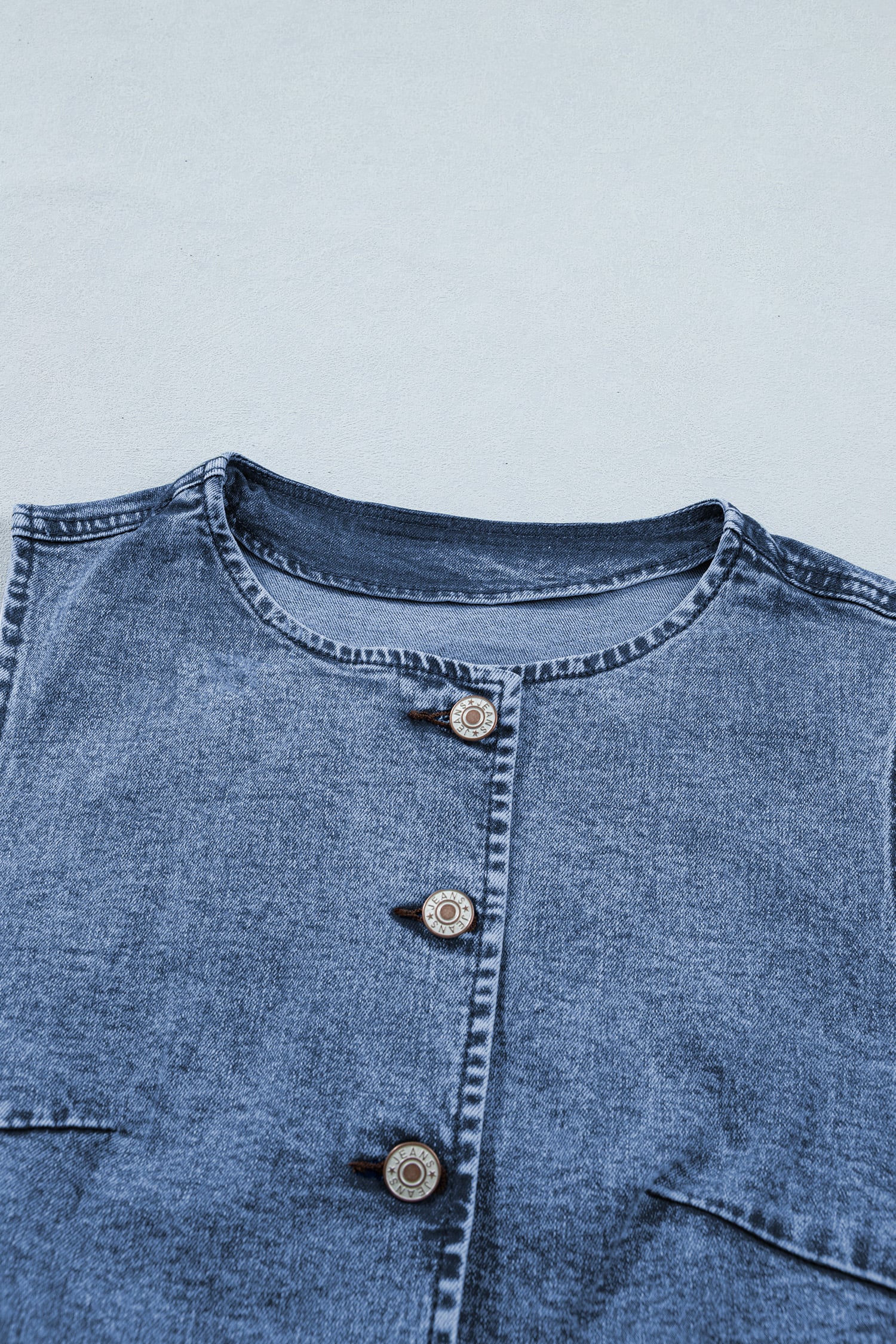 Ashleigh Blue Buttoned Front Slit Denim Vest