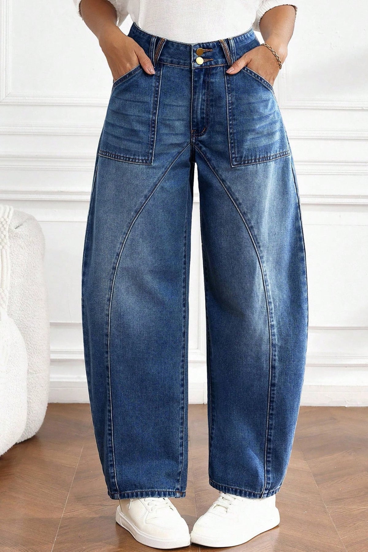 Ashleigh Blue Curved-Knife Ankle-Length Casual Jeans