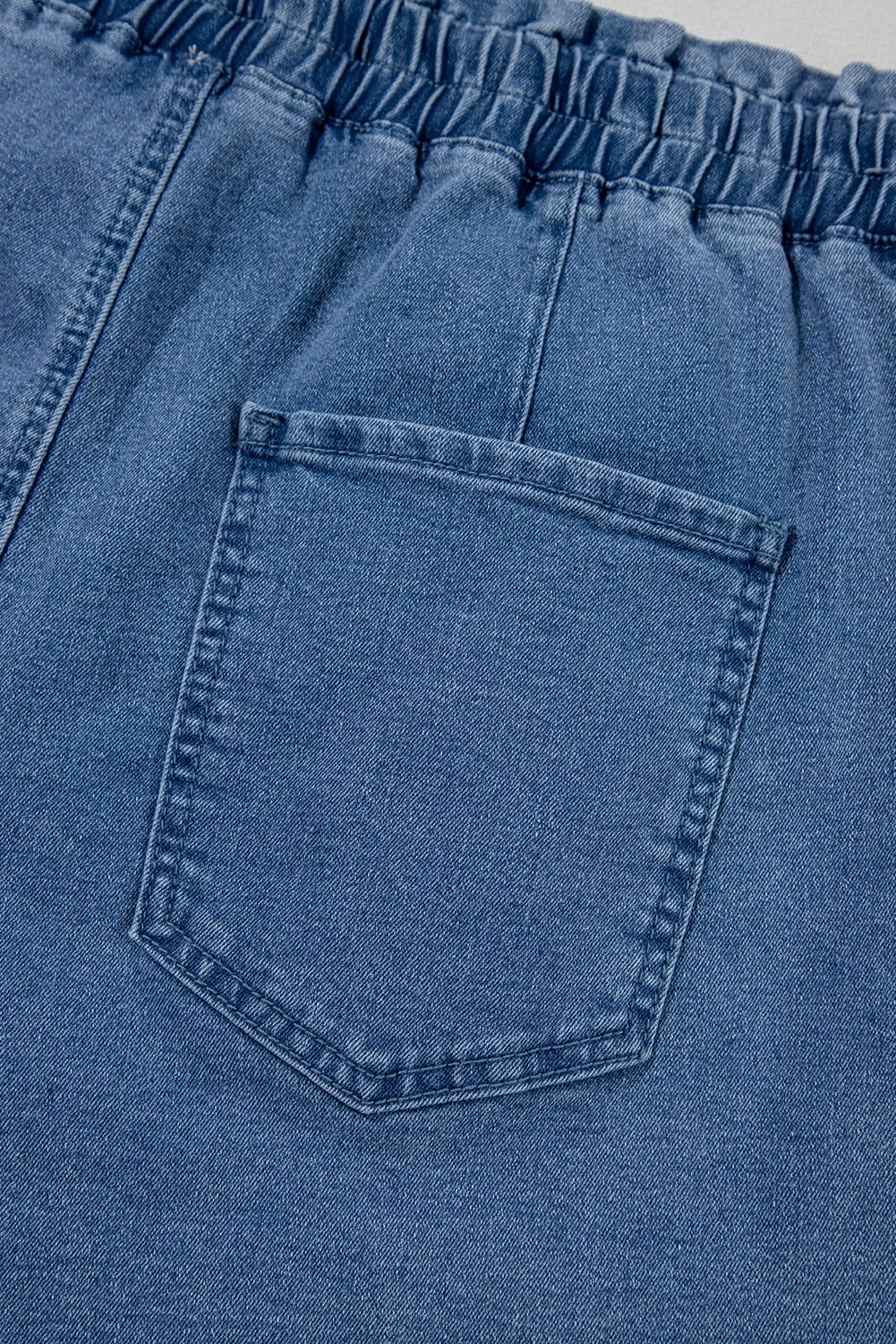 Ashleigh Blue Drawstring Elastic Waistband Casual Denim Shorts with Pockets
